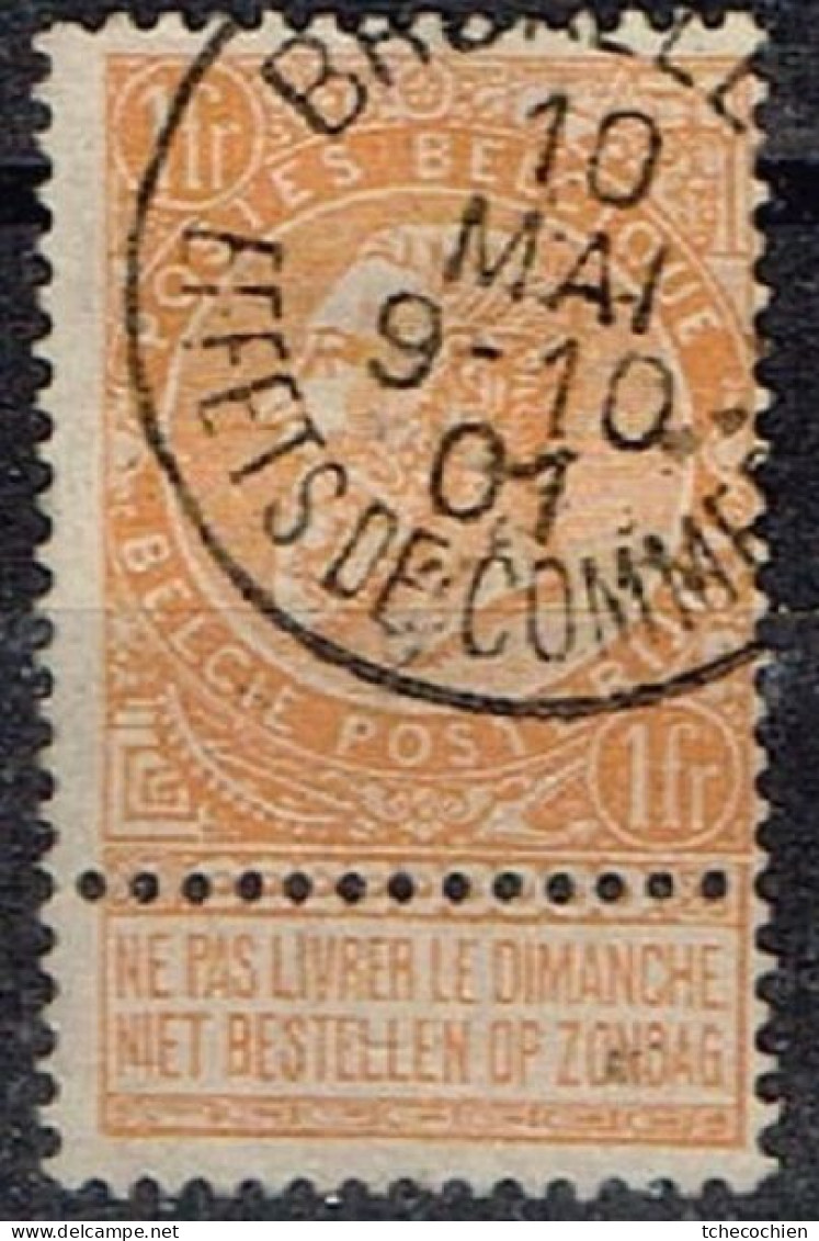 Belgique - 1893 - Y&T N° 65 Oblitéré Bruxelles Effets De Commerce - 1849-1865 Medallones (Otros)