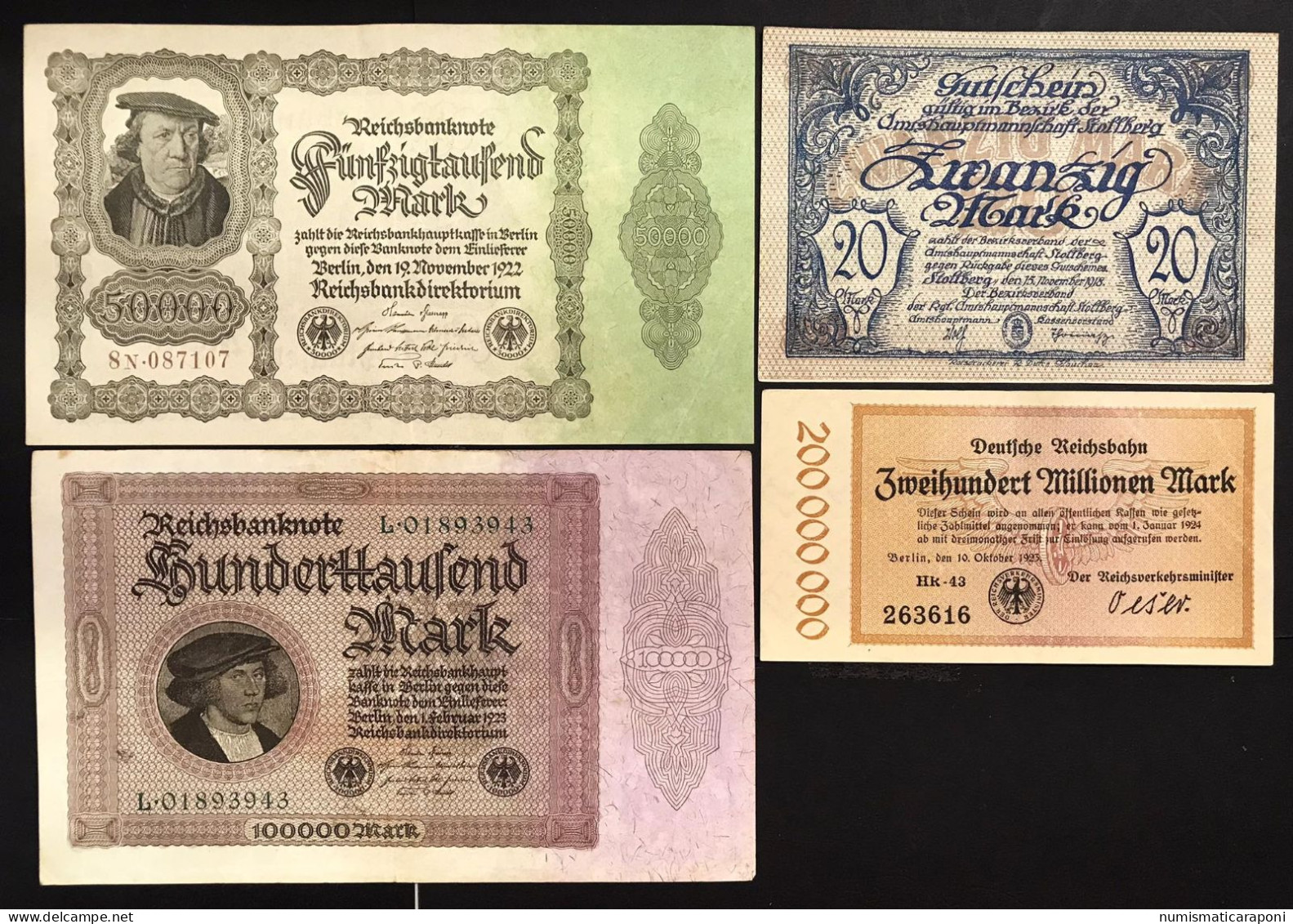 Germany Germania  7 Banconote Da 20 A 200000000 Mark  LOTTO 4602 - Collections