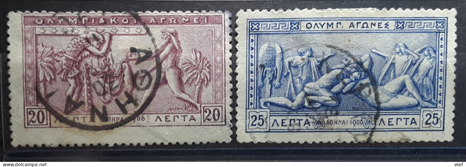 GRECE GREECE 1906, Jeux Olympiques OLYMPICS ATHENS 2 Timbres , Yvert 170  + 171 ,  Obl  TB - Oblitérés