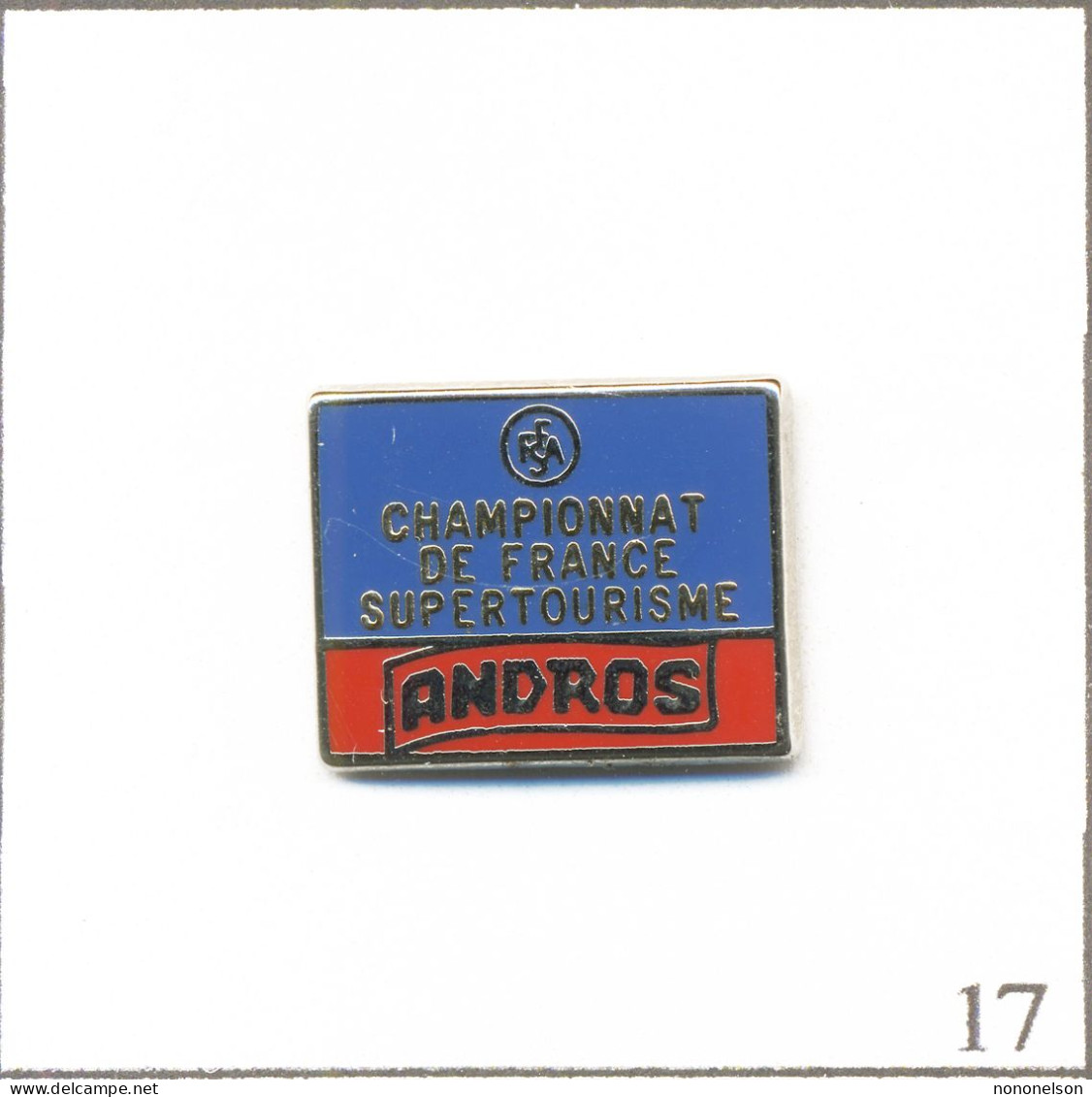 Pin's Compétition / Rallye “Andros“ - Championnat France Super Tourisme. Est. Locomobile. Zamac. T957-17 - Rallye