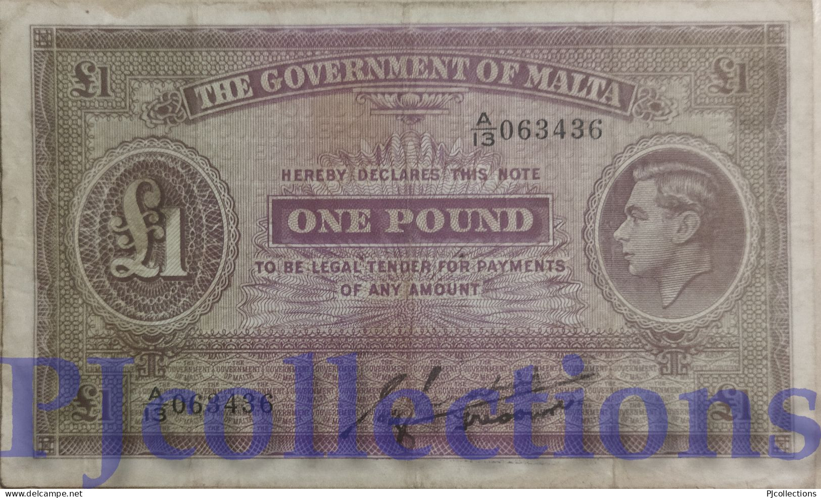 MALTA 1 POUND 1940 PICK 20b AVF - Malta