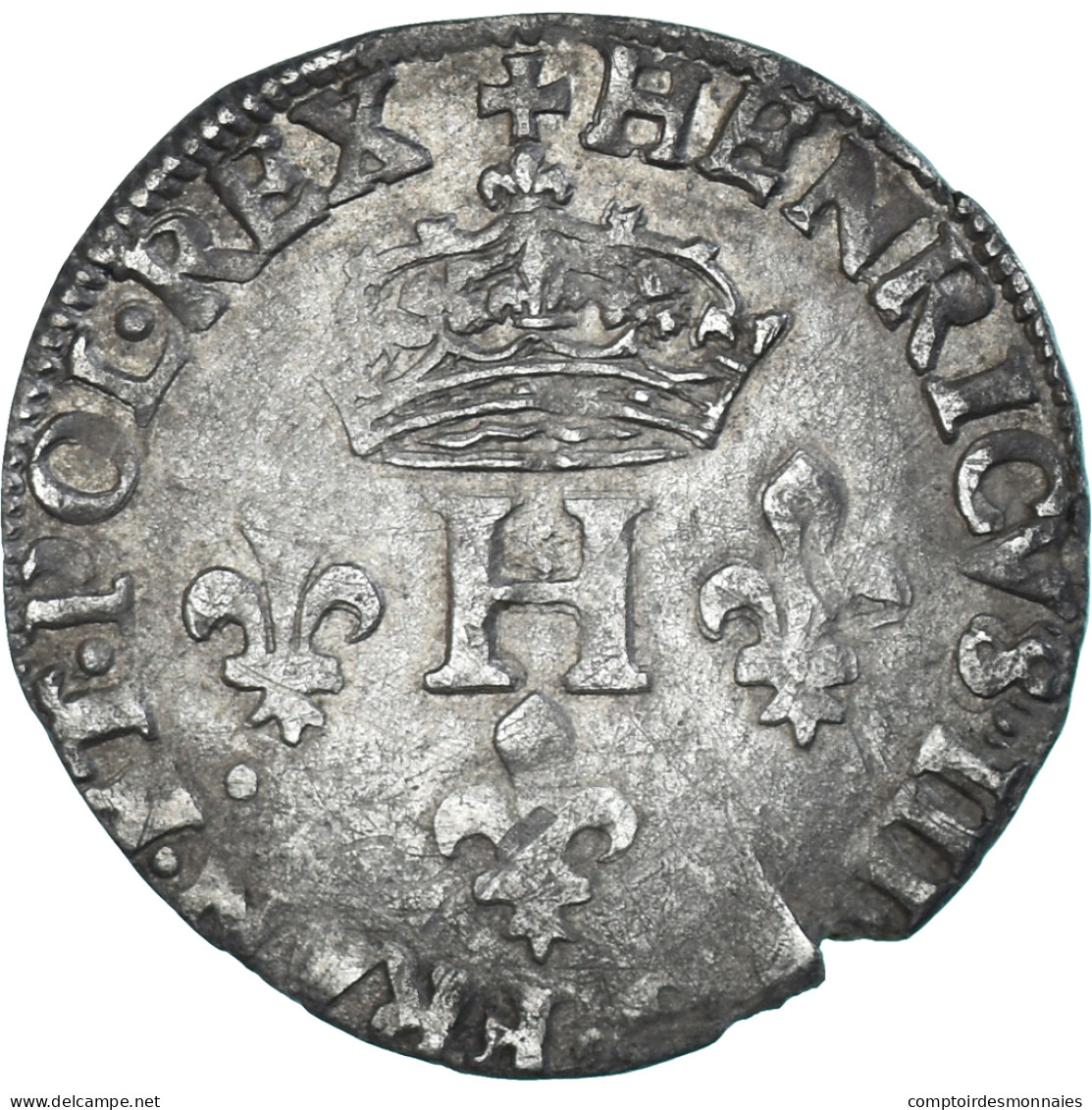 Monnaie, France, Henri III, Sol Parisis, 1584, Paris, TB+, Billon, Gadoury:474 - 1574-1589 Henri III