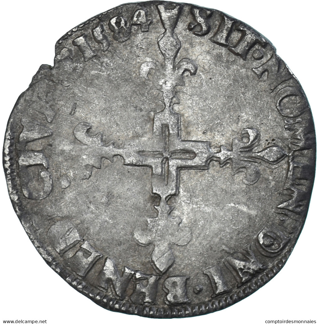 Monnaie, France, Henri III, Sol Parisis, 1584, Paris, TB+, Billon, Gadoury:474 - 1574-1589 Enrique III