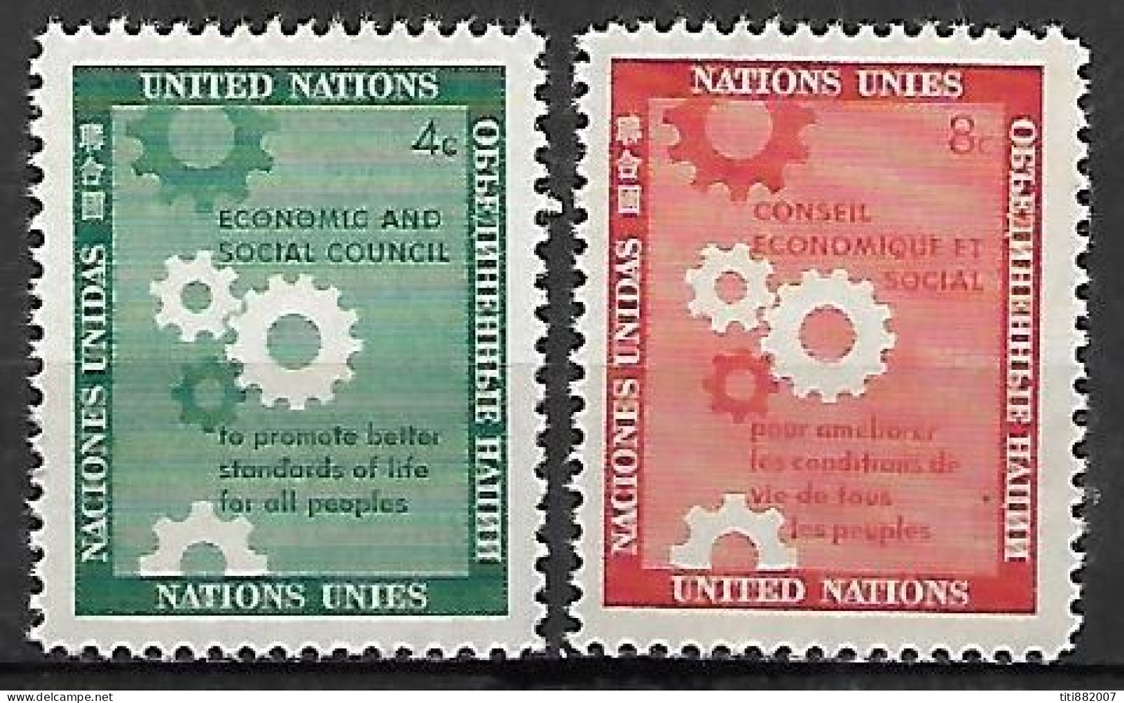 NATIONS - UNIES   -  1958 .  Y&T N° 62 / 63 **.   Conseil économique Et Social. - Neufs