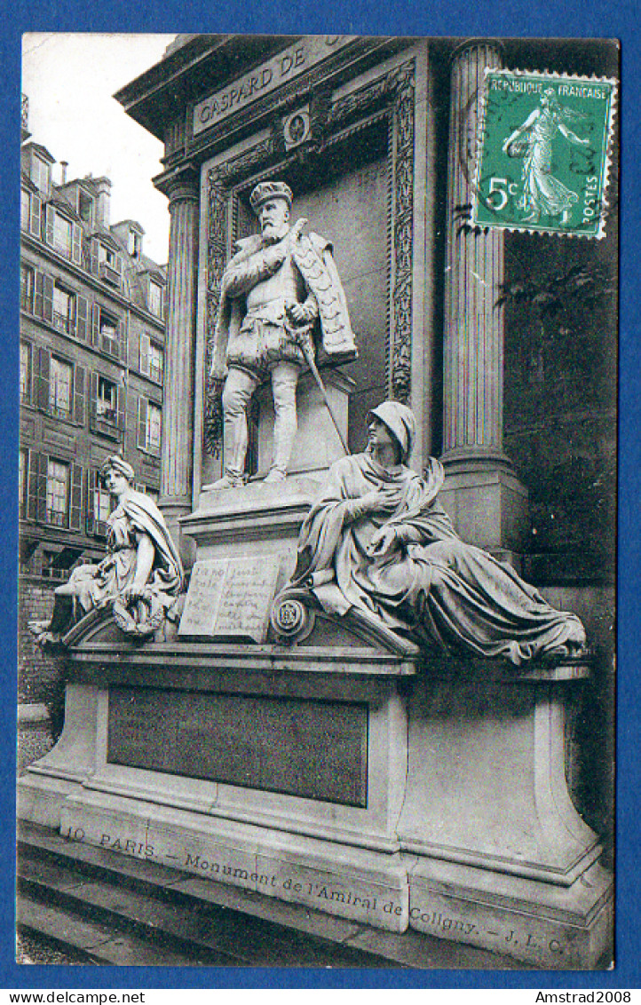 1915 - PARIS - MONUMENT DE L'AMIRAL DE COLIGNY  - FRANCE - Statues