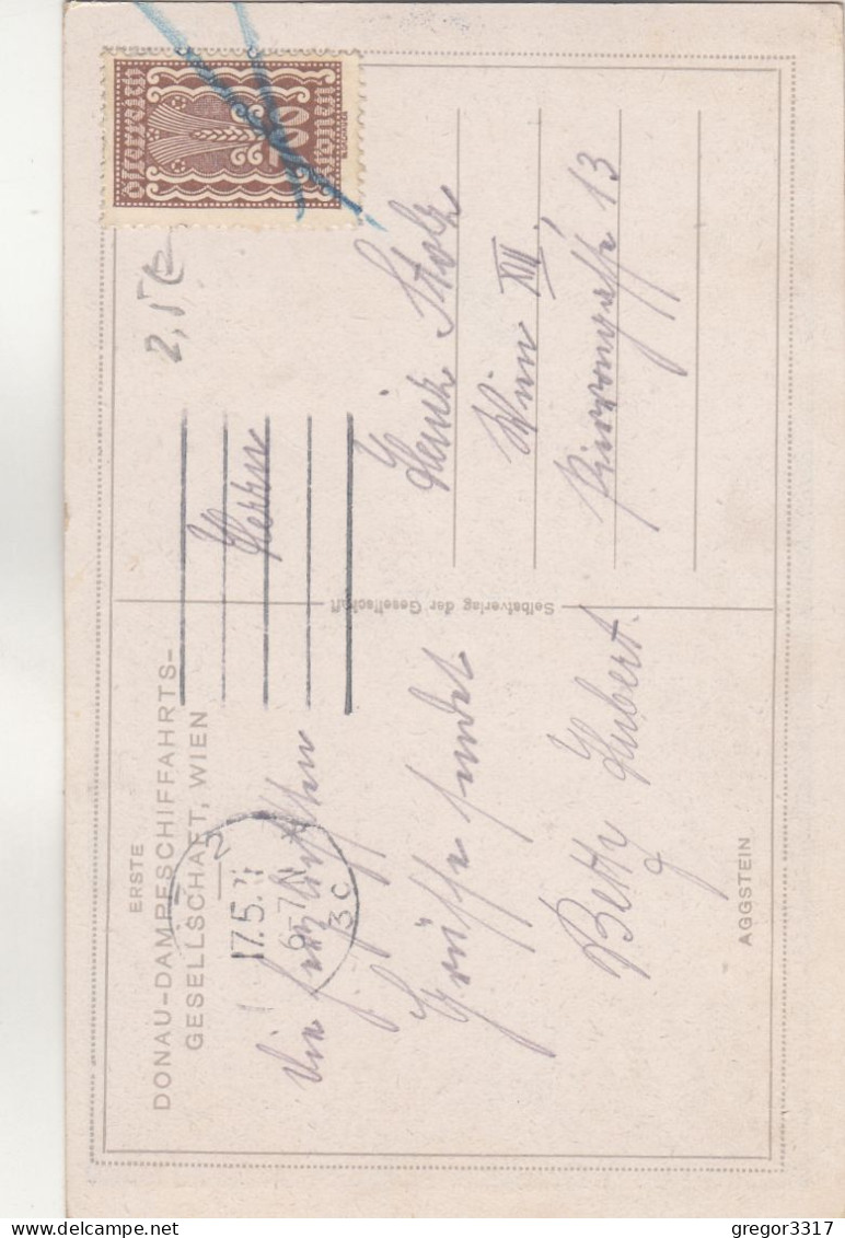 D796) AGGSTEIN - Donau Dampfschiffahrtsgesellschaft Wien - 1921 Signiert Rud. Schmidt - Wachau