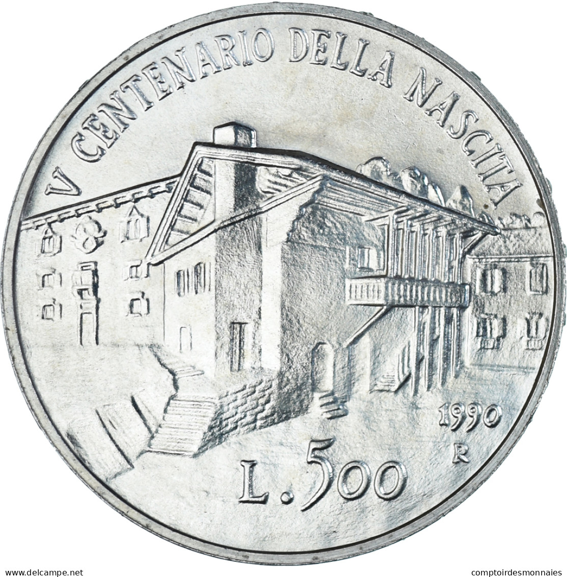 Monnaie, Italie, 500 Lire, 1990, Rome, 500e Anniversaire De La Naissance Du - Gedenkmünzen