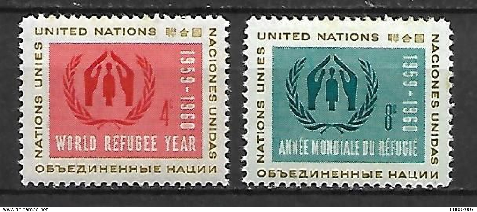 NATIONS - UNIES    -    1959 .  Y&T N° 72 / 73 ** .  Année Du Réfugié - Neufs