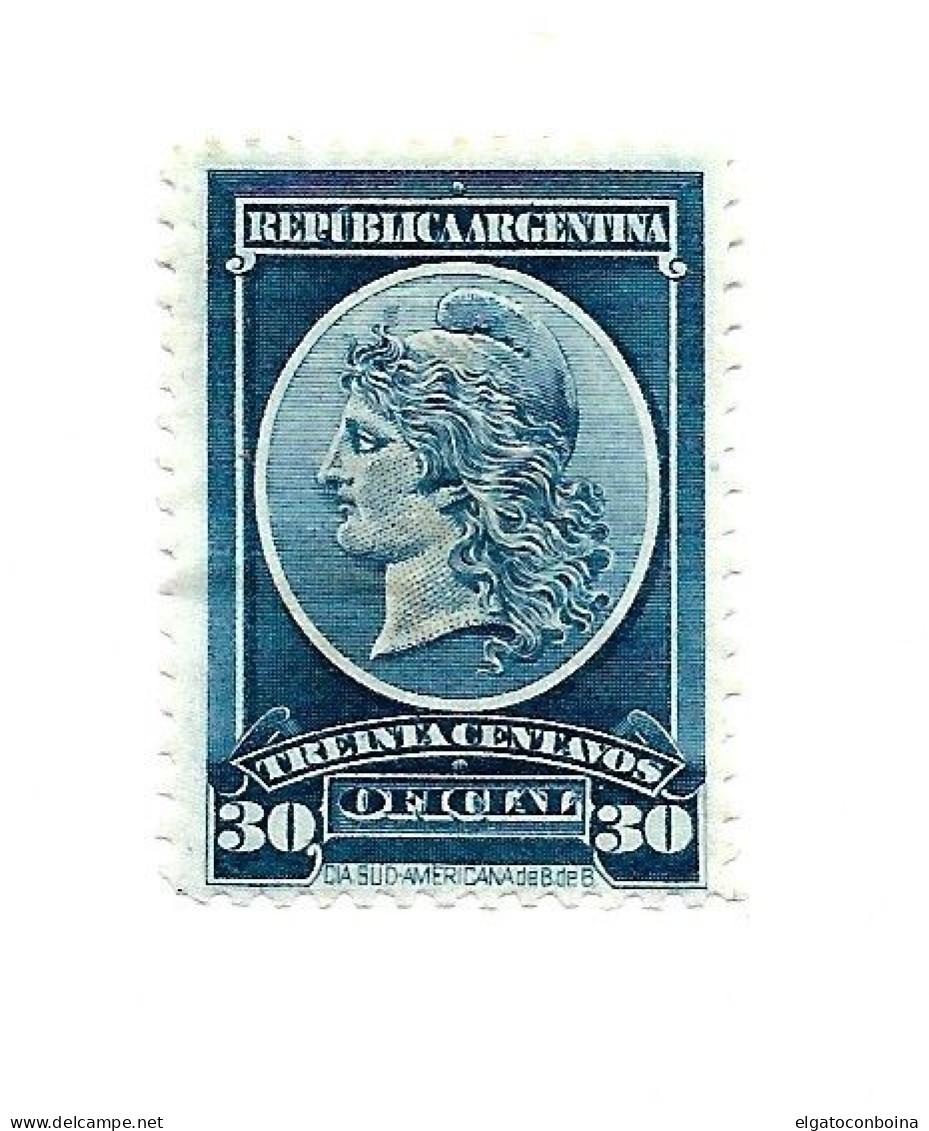 ARGENTINA 1901 OFFICIAL STAMP BLUE 30 CENTS Scott 035 D29 MINT HINGED - Nuevos