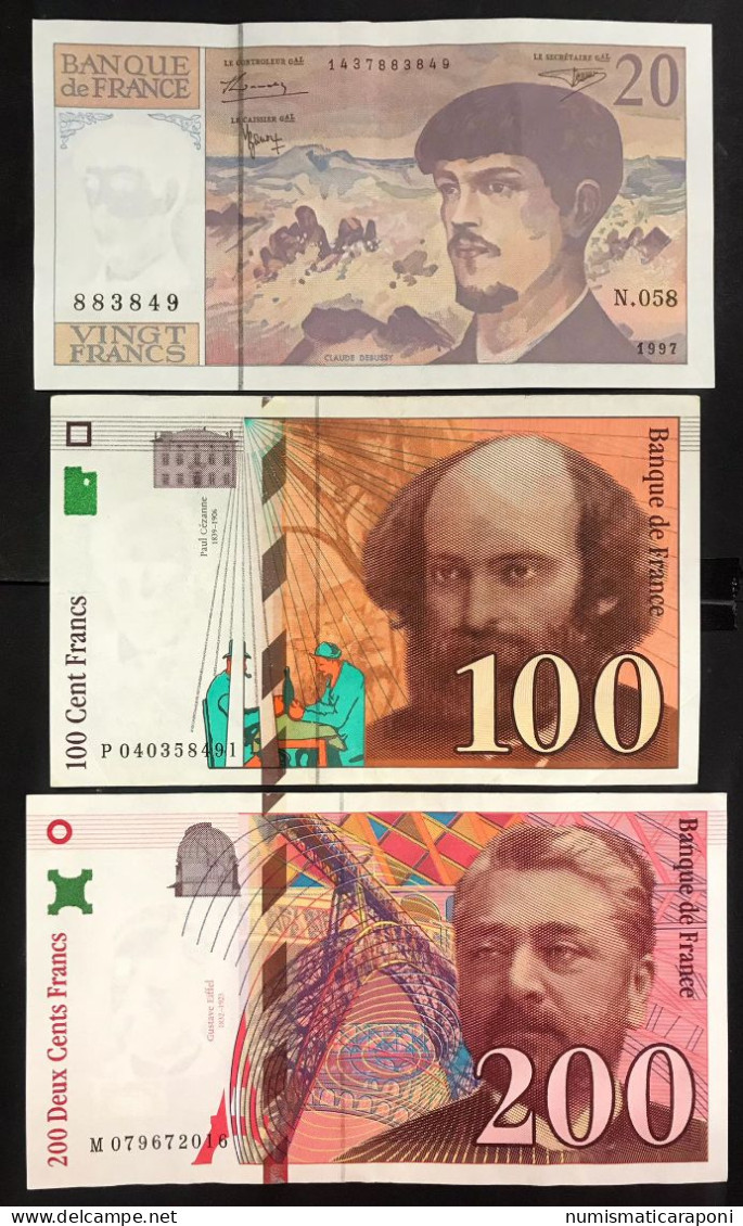 FRANCIA France 20 1997 + 100 1998 + 200 FRANCS 1999 Q.spl LOTTO 4606 - 200 F 1995-1999 ''Eiffel''