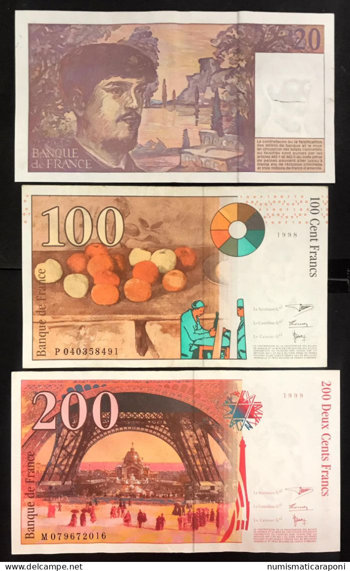 FRANCIA France 20 1997 + 100 1998 + 200 FRANCS 1999 Q.spl LOTTO 4606 - 200 F 1995-1999 ''Eiffel''