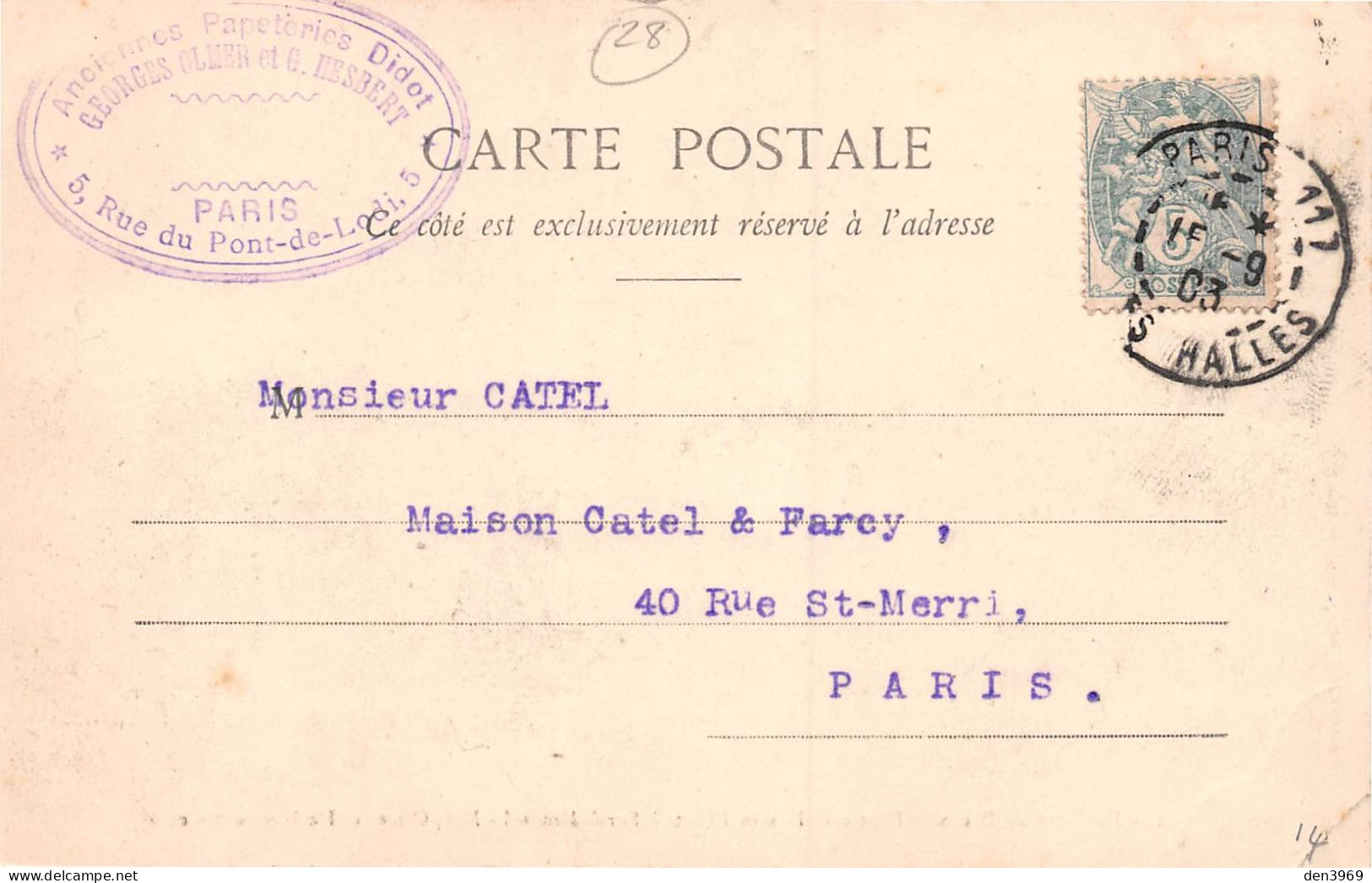 SOREL-MOUSSEL (Eure-et-Loir) - Papeterie Firmin Didot, Olmer Et Hesbert Successeurs - Précurseur Voyagé 1903 (2 Scans) - Sorel-Moussel