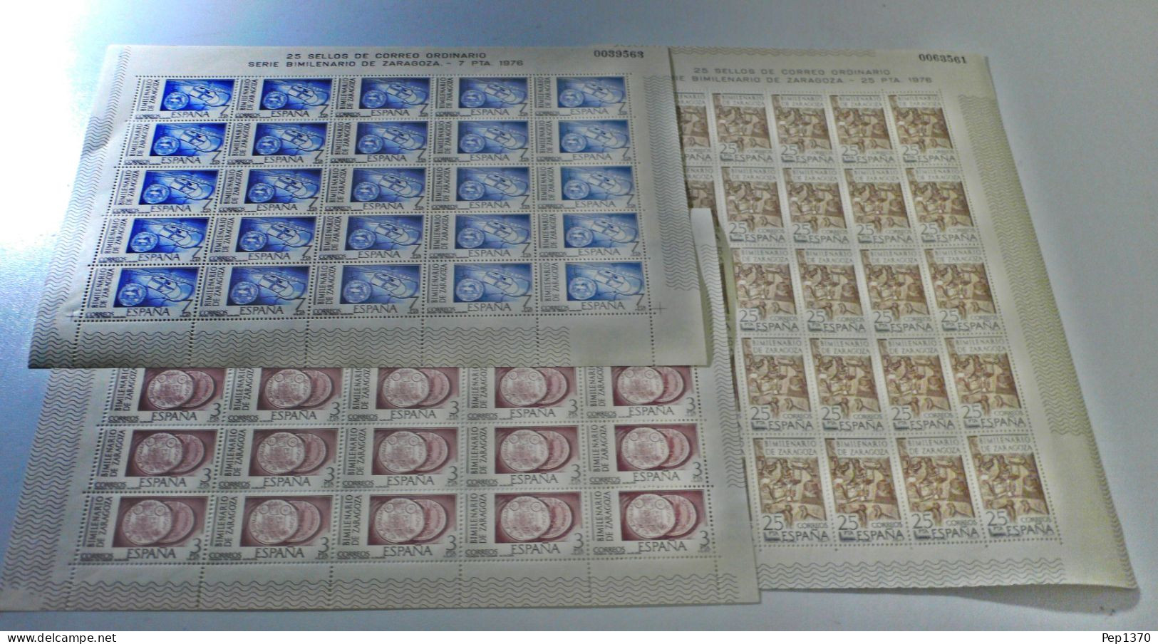 ESPAÑA 1976 - BIMILENARIO DE ZARAGOZA - EDIFIL 2319/2321 EN PLIEGOS COMPLETOS DE 25 SELLOS - Full Sheets