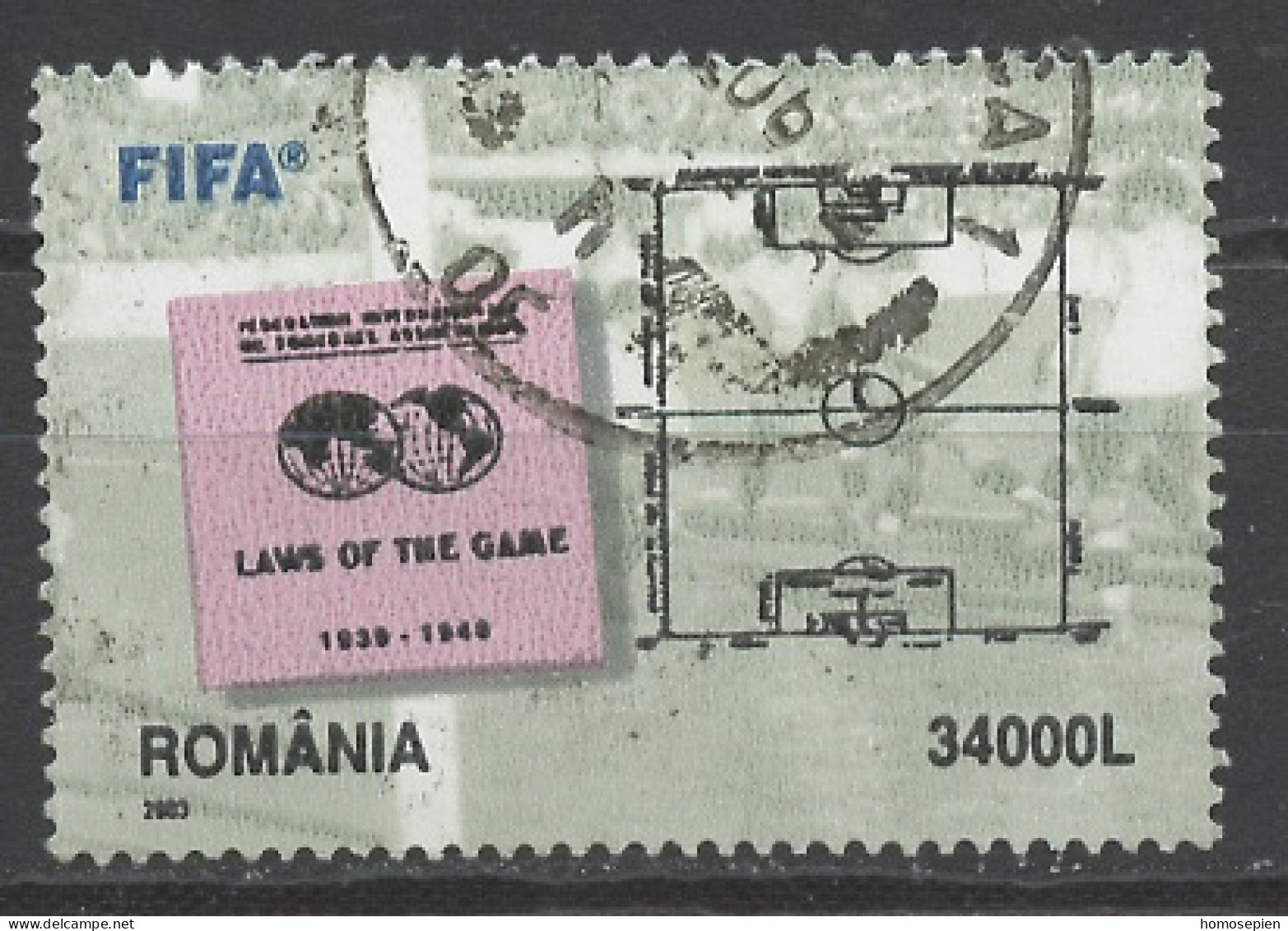 Roumanie - Rumänien - Romania 2003 Y&T N°4860 - Michel N°5768 (o) - 34000l Règles Du Football - Used Stamps