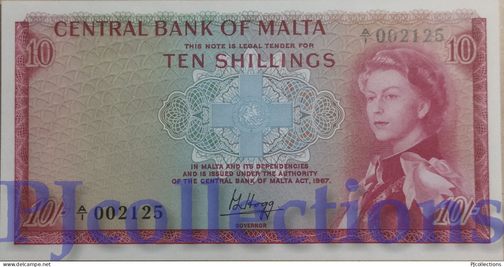 MALTA 10 SHILLINGS 1968 PICK 28a UNC LOW SERIAL NUMBER "A/1 002125" - Malta