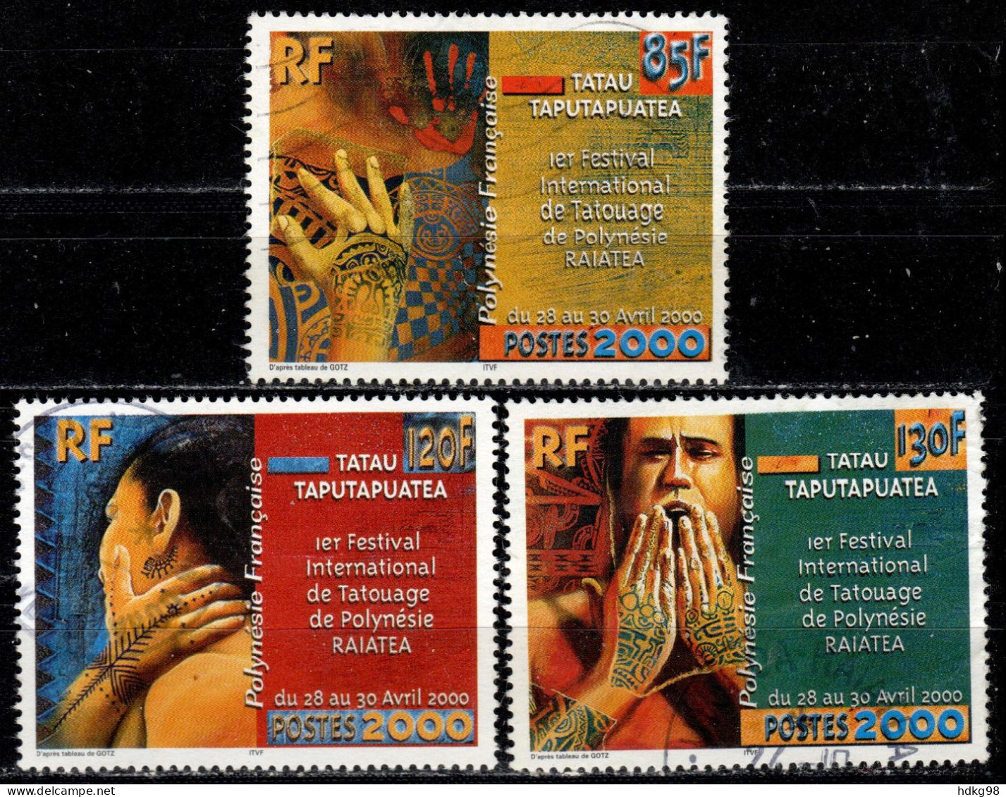 F P+ Polynesien 2000 Mi 815-17 Tätowierungen - Used Stamps