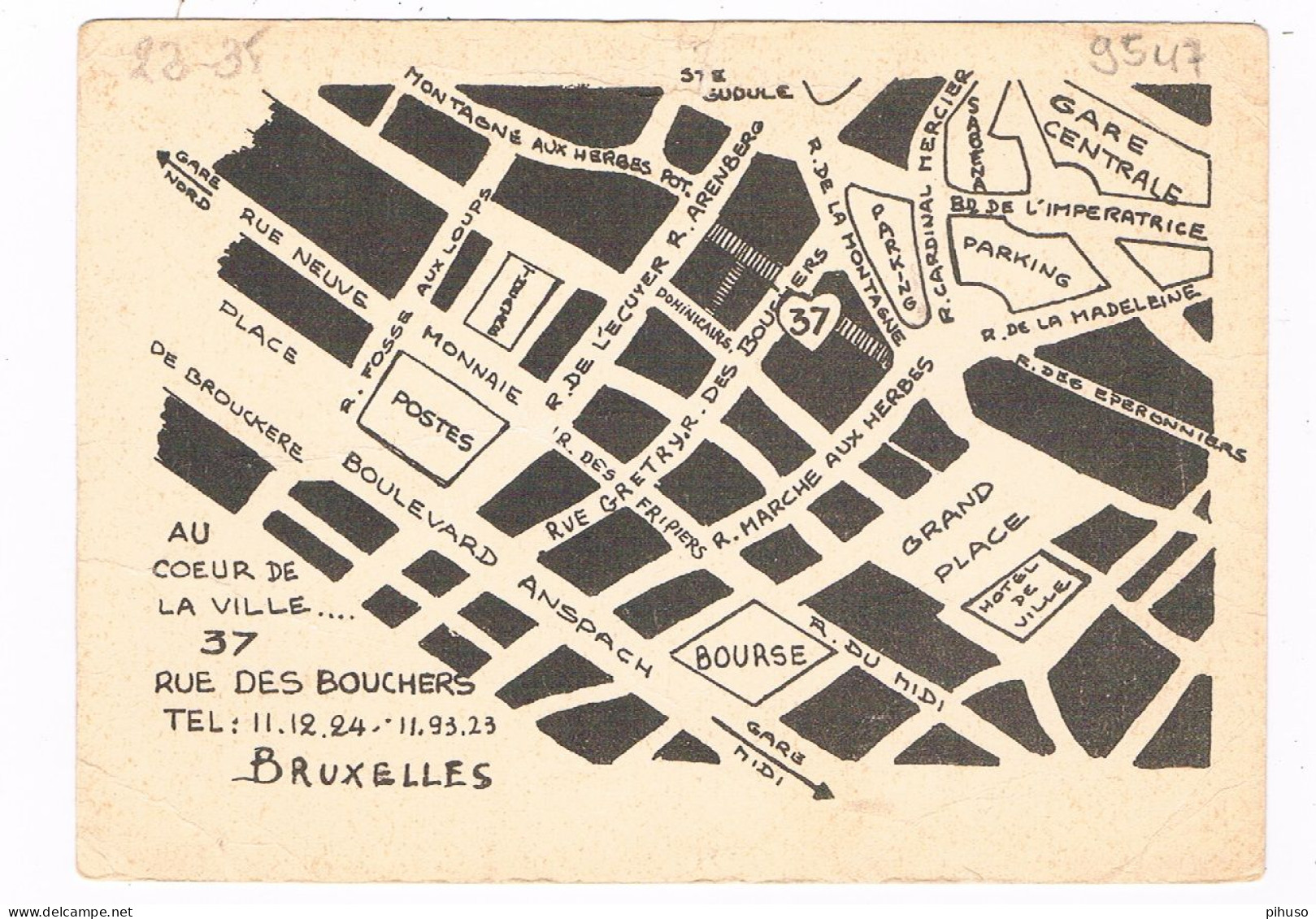 B-9547    BRUXELLES : Hotel-Restaurant Le Bearn (Mapcard ) - Cafés, Hôtels, Restaurants