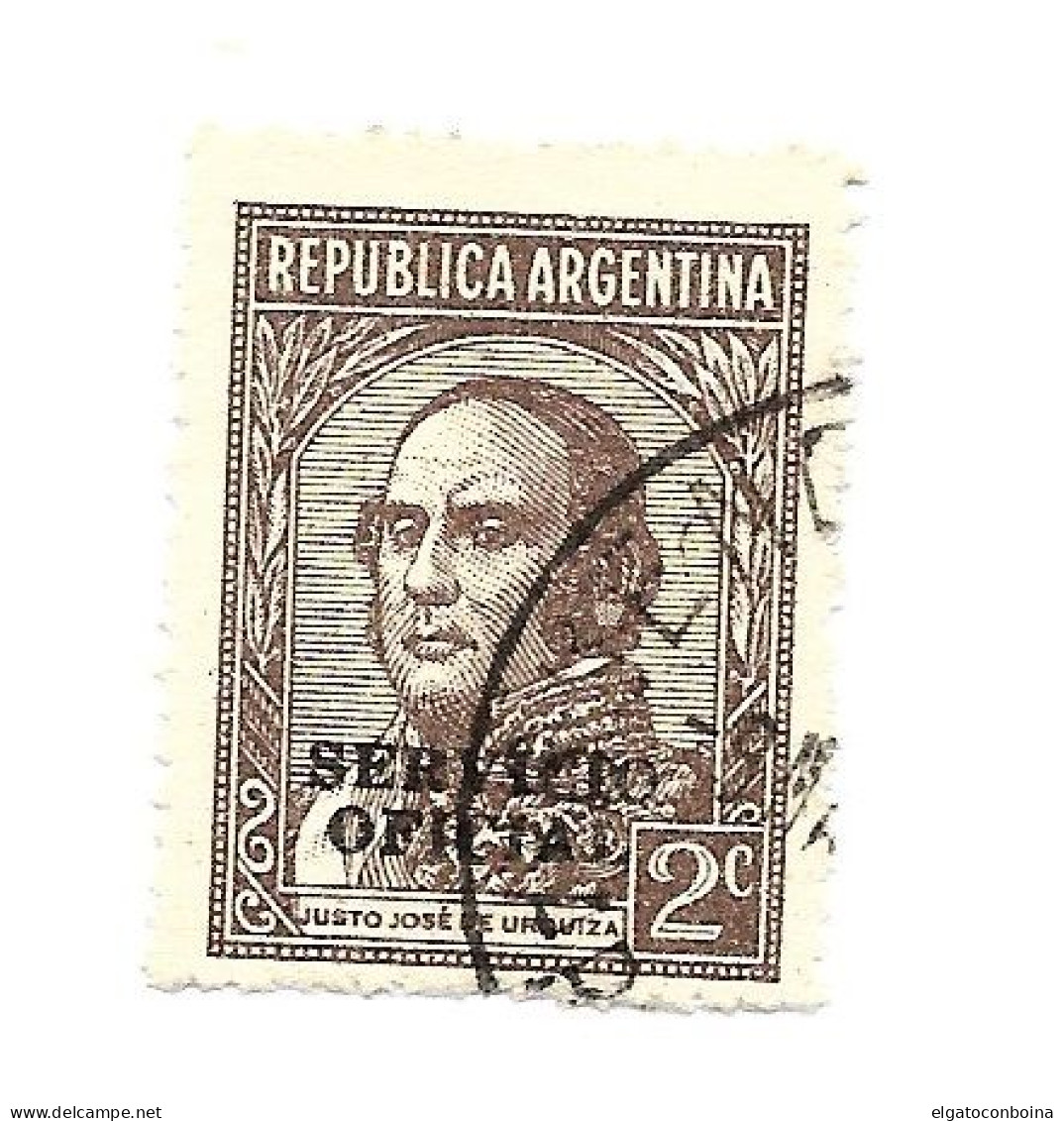 ARGENTINA 1938 REGULAR STAMPS OVERPRINTED OFFICIAL SERVICE SC O38 MI D32 USED - Unused Stamps