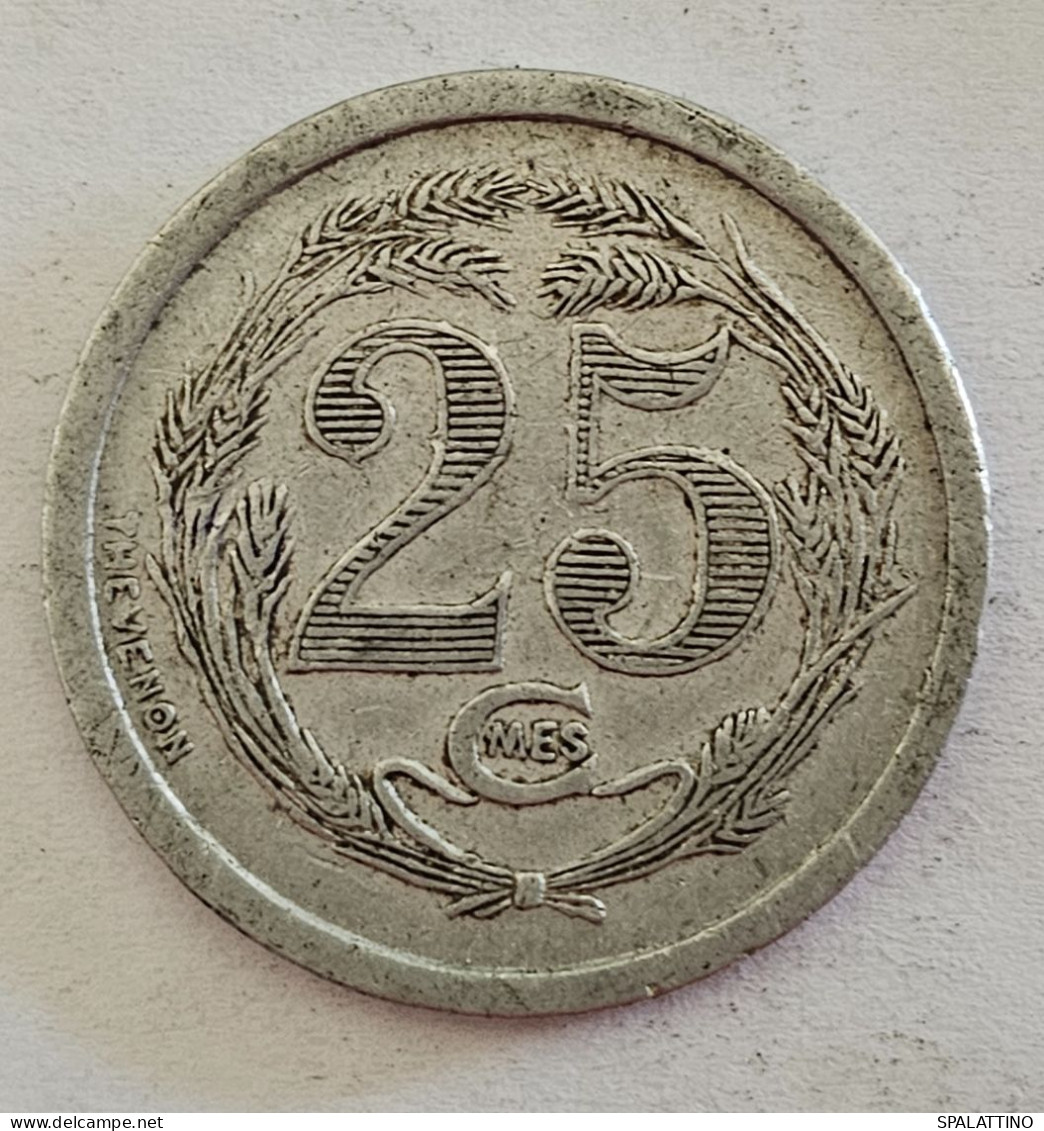 ALGERIA, ORAN- 25 CENTIMES 1921., ORAN CHAMBER OF COMMERCE- TOKEN, RARE - Monétaires / De Nécessité