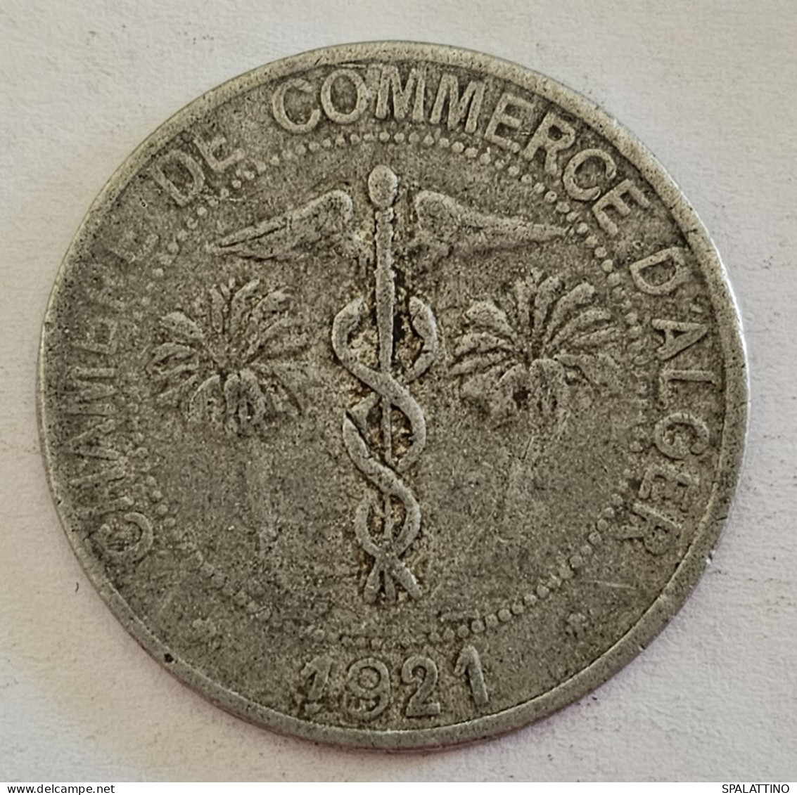 ALGERIA, ALGER- 10 CENTIMES 1921., ALGER CHAMBER OF COMMERCE - TOKEN, RARE - Monétaires / De Nécessité
