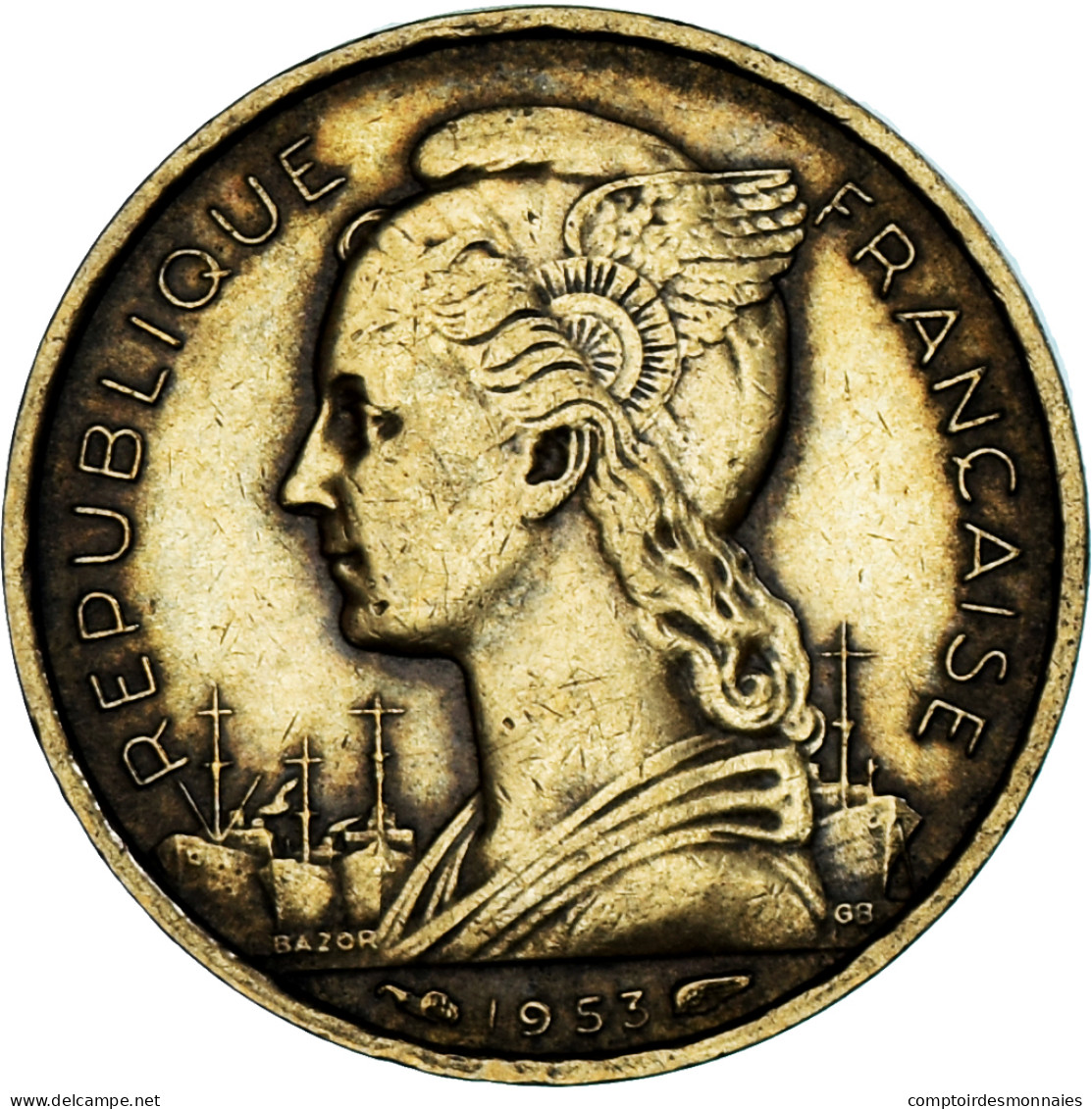 Monnaie, Madagascar, 10 Francs, 1953, Paris, TTB+, Bronze-Aluminium, KM:6 - Madagascar