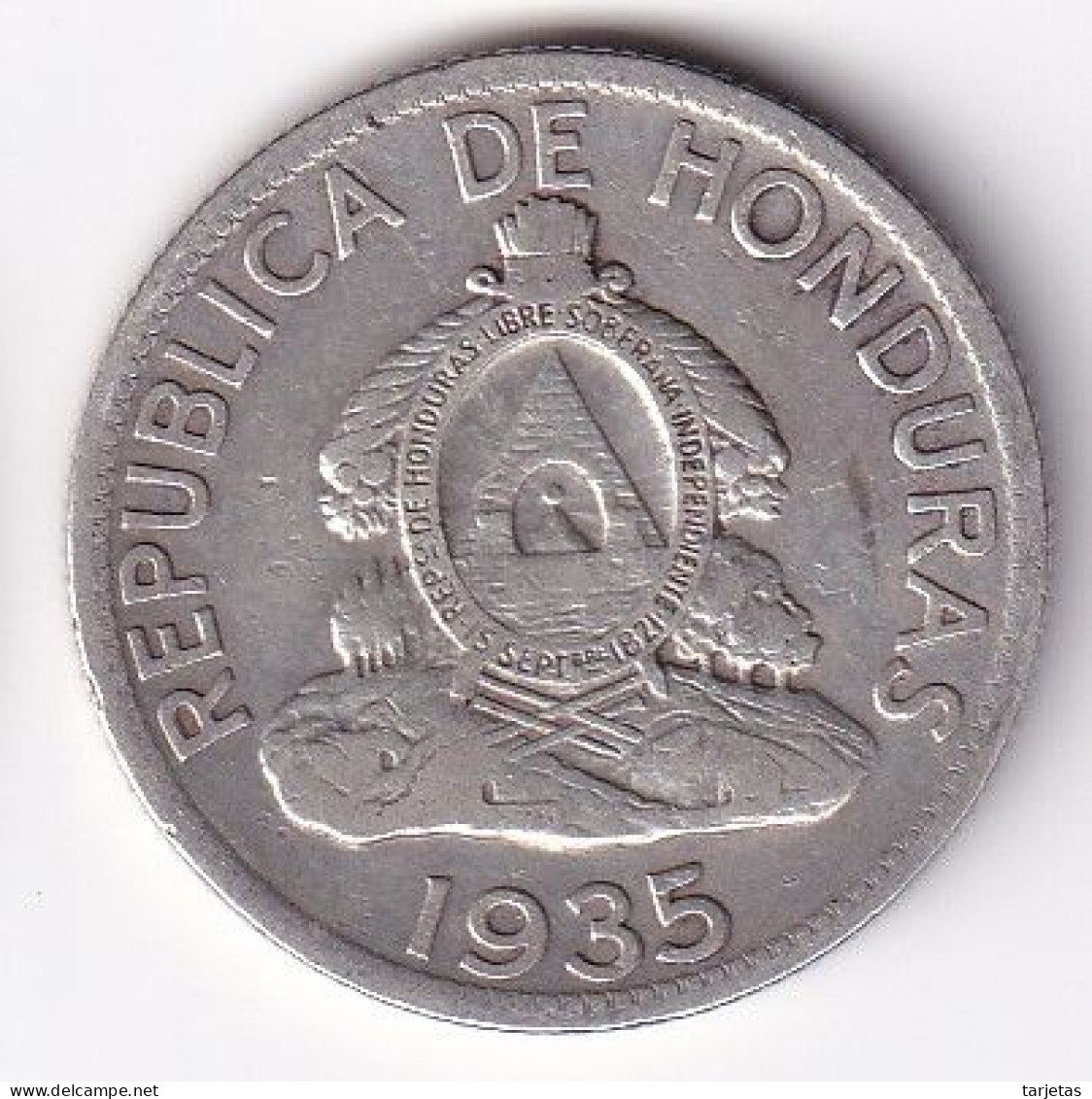 MONEDA DE PLATA DE HONDURAS DE 1 LEMPIRA DEL AÑO 1935 (COIN) - Honduras