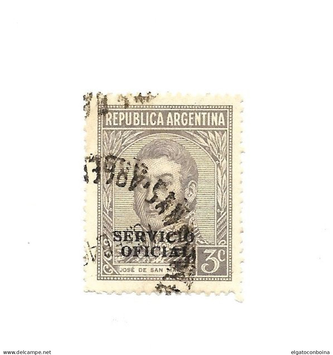 ARGENTINA 1939 SAN MARTIN GRAY OVERPRINTED OFFICIAL SERVICE SC O40 MI D34 USED - Ungebraucht