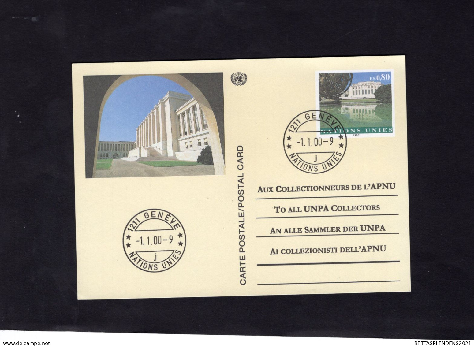 Entier Postal NATIONS UNIES - GENEVE - 1.1.00 / Aux Collectionneurs De L'APNU - Storia Postale