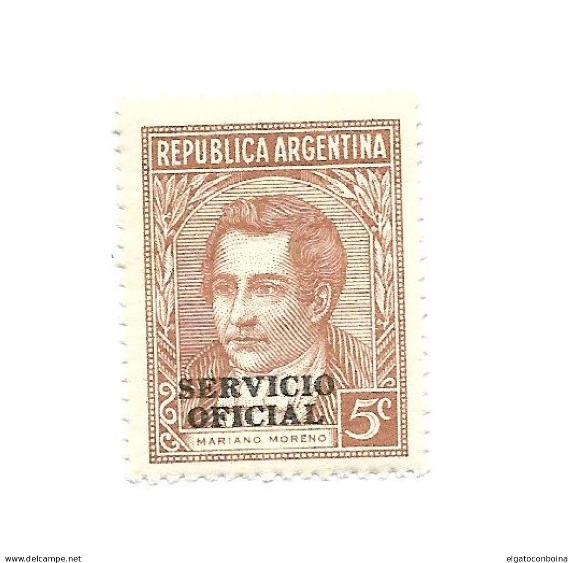 ARGENTINA 1939 SAN MARTIN 5C BROWN OVERPRINTED OFFICIAL SERVICE SC O41 MID35 MINT NH - Ongebruikt