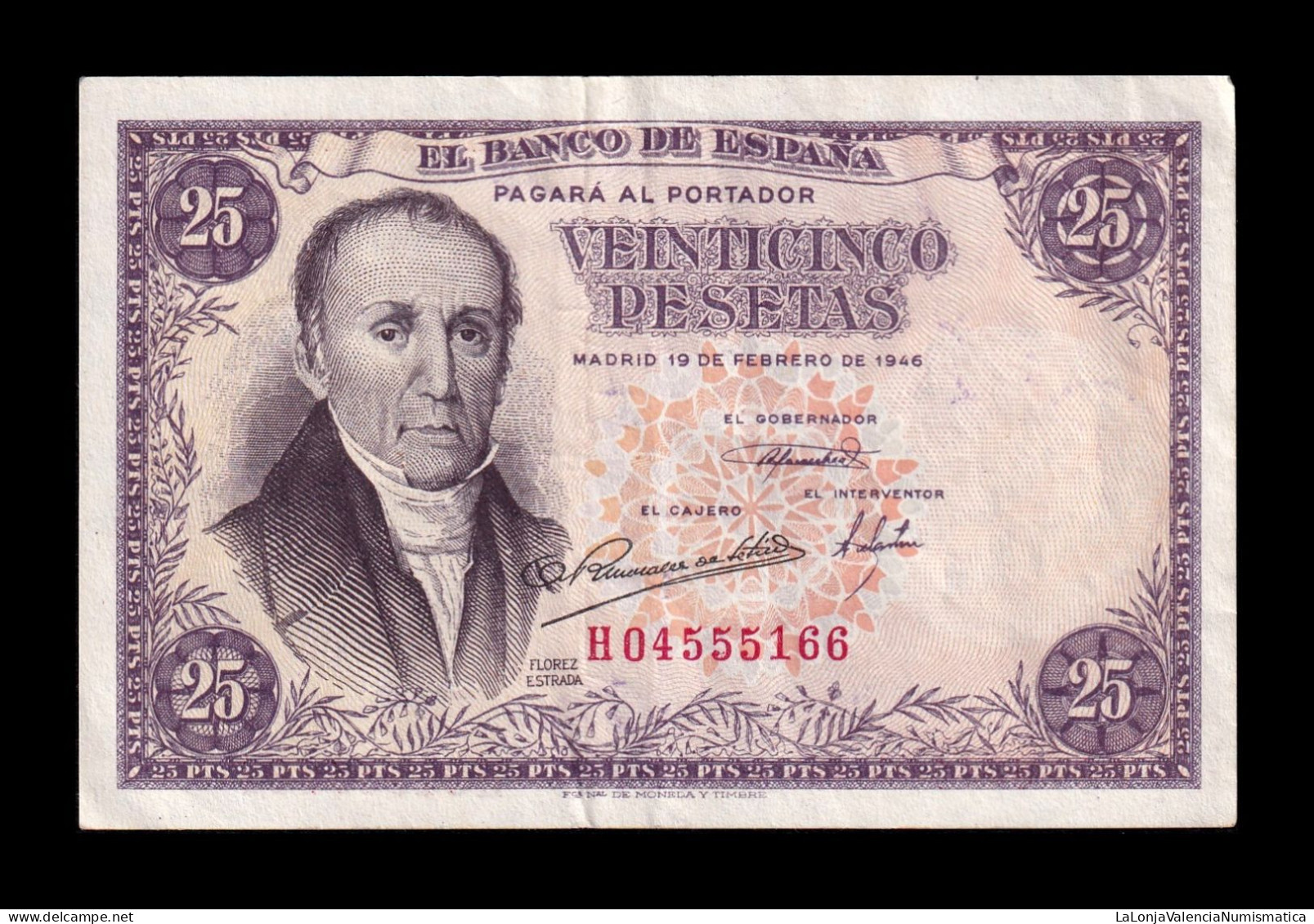 España 25 Pesetas Florez Estrada 1946 Pick 130 Serie H Mbc/+ Vf/+ - 25 Peseten