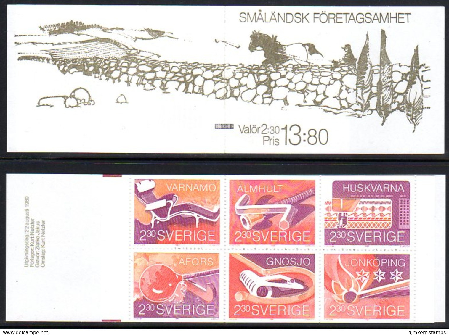 SWEDEN 1989 Smaland Industries Booklet MNH / **.  Michel MH142 - 1981-..