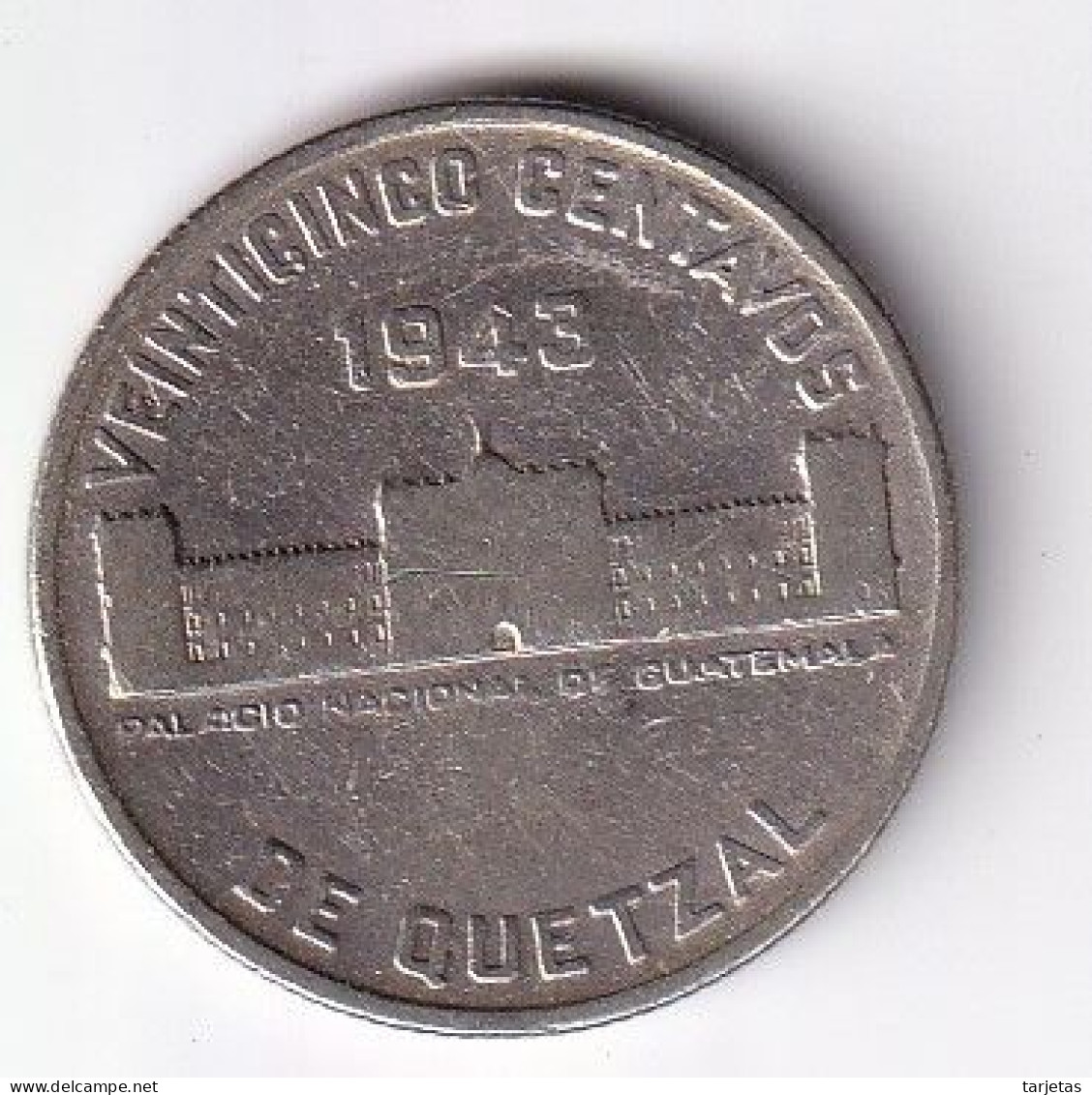 MONEDA DE PLATA DE GUATEMALA DE 25 CENTAVOS DEL AÑO 1943  (COIN) SILVER,ARGENT. - Guatemala