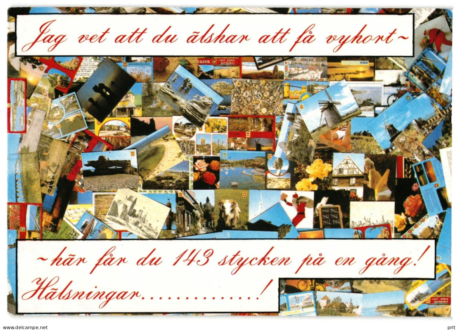 143 Postcard Collage On Postcard. Friendship Postcard. Publisher Hemlins Foto, Visby Gotland Sweden - Verzamelingen & Kavels