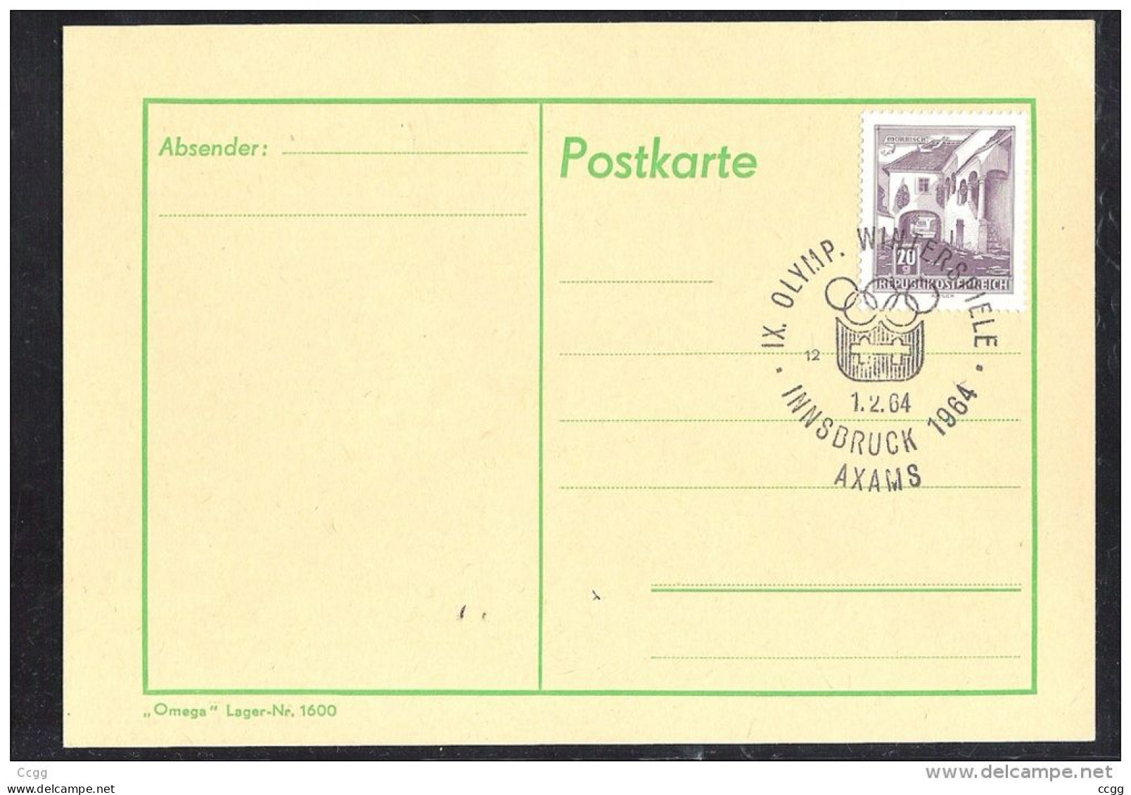 Olympische Spelen 1964 , Oostenrijk - Postkaart - Inverno1964: Innsbruck