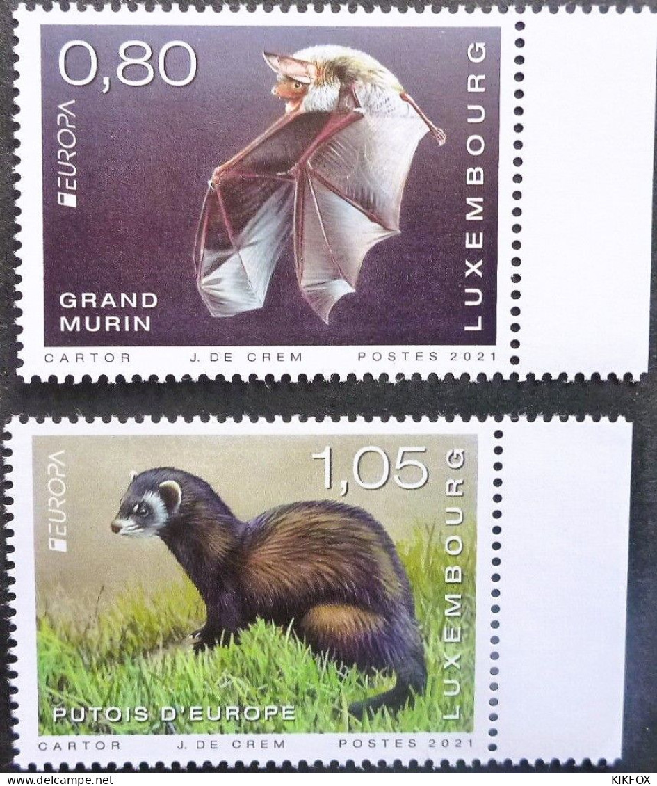 Luxembourg, Luxemburg 2021, MI 2264-2265, EUROPA, GRAND MURIN, PUTOIS,  ANIMAUX EN VOIE DE DISPARATION,  NEUF - Unused Stamps