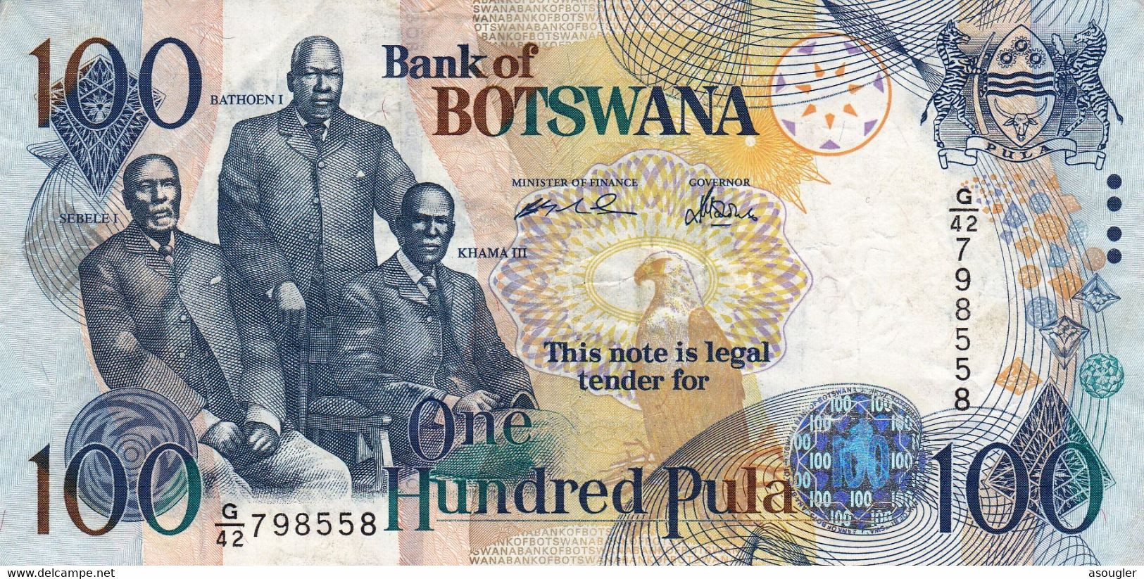 Botswana 100 PULA 2005 VF P-29b "free Shipping Via Registered Air Mail" - Botswana