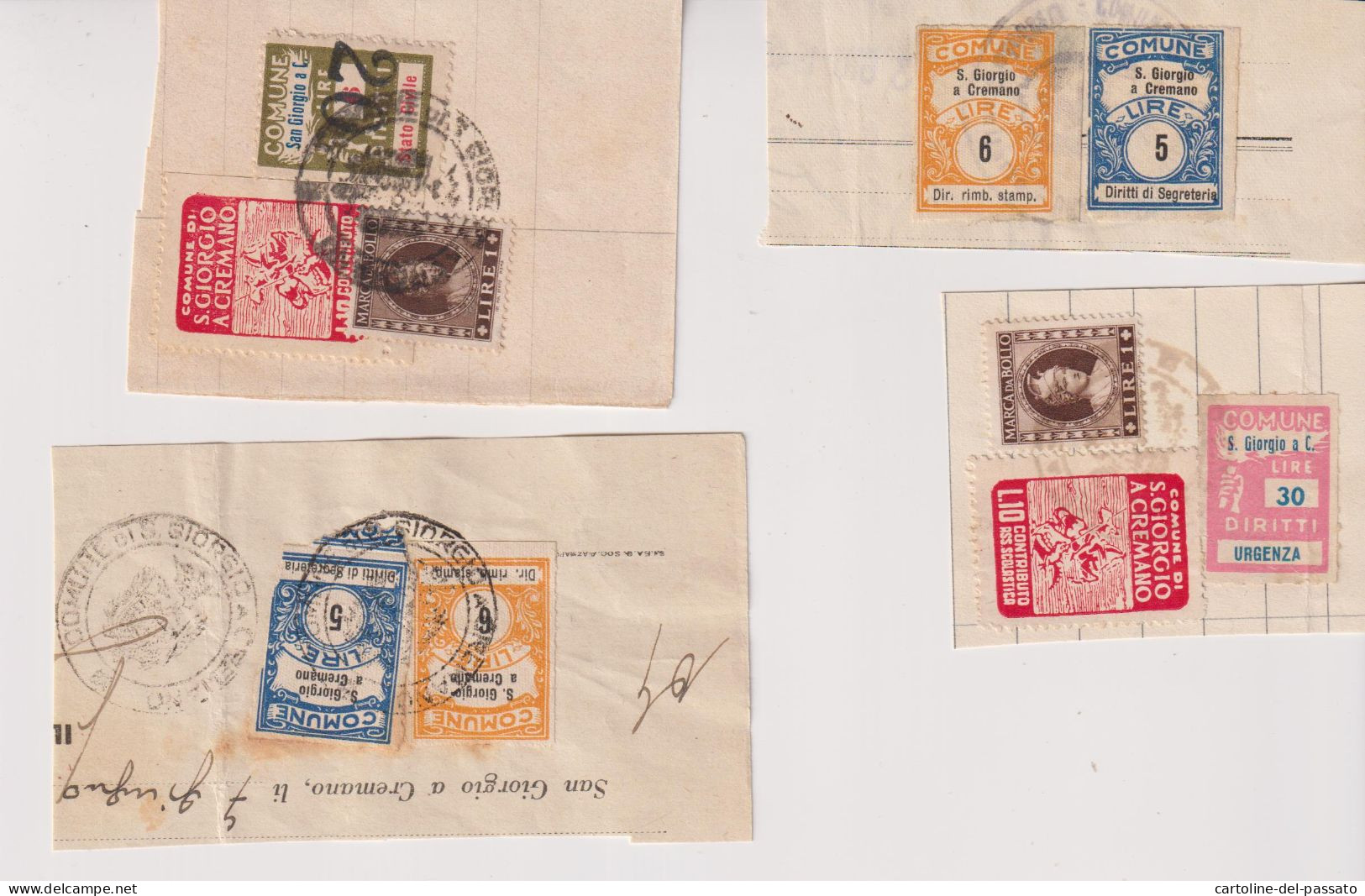 REVENUE  FISCAL  COMUNE S. GIORGIO A CREMANO NAPOLI    SU FRAMMENTI - Revenue Stamps