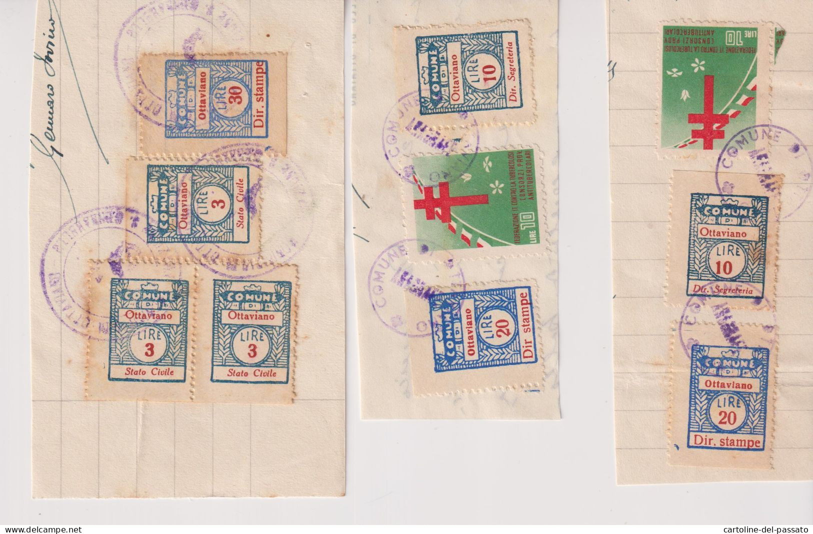 REVENUE  FISCAL  COMUNE OTTAVIANO NAPOLI    SU FRAMMENTI - Revenue Stamps