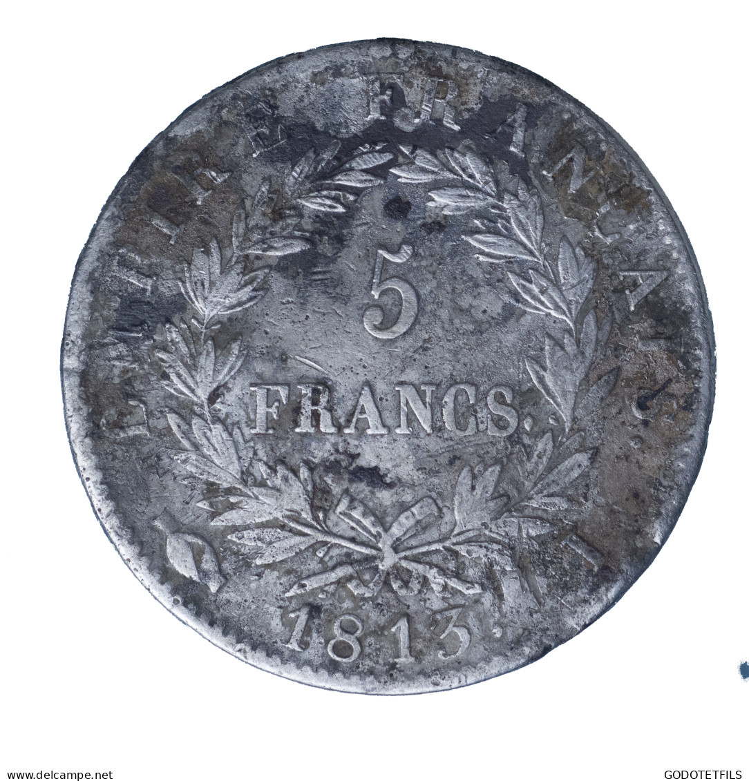 Napoléon Empereur, Empire Français 5 Francs 1813 Limoges - 5 Francs