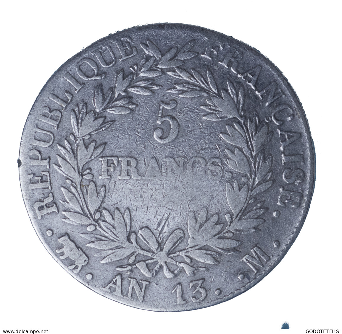 Premier Empire 5 Francs Napoléon Empereur Calendrier Révolutionnaire An 13 Toulouse - 5 Francs