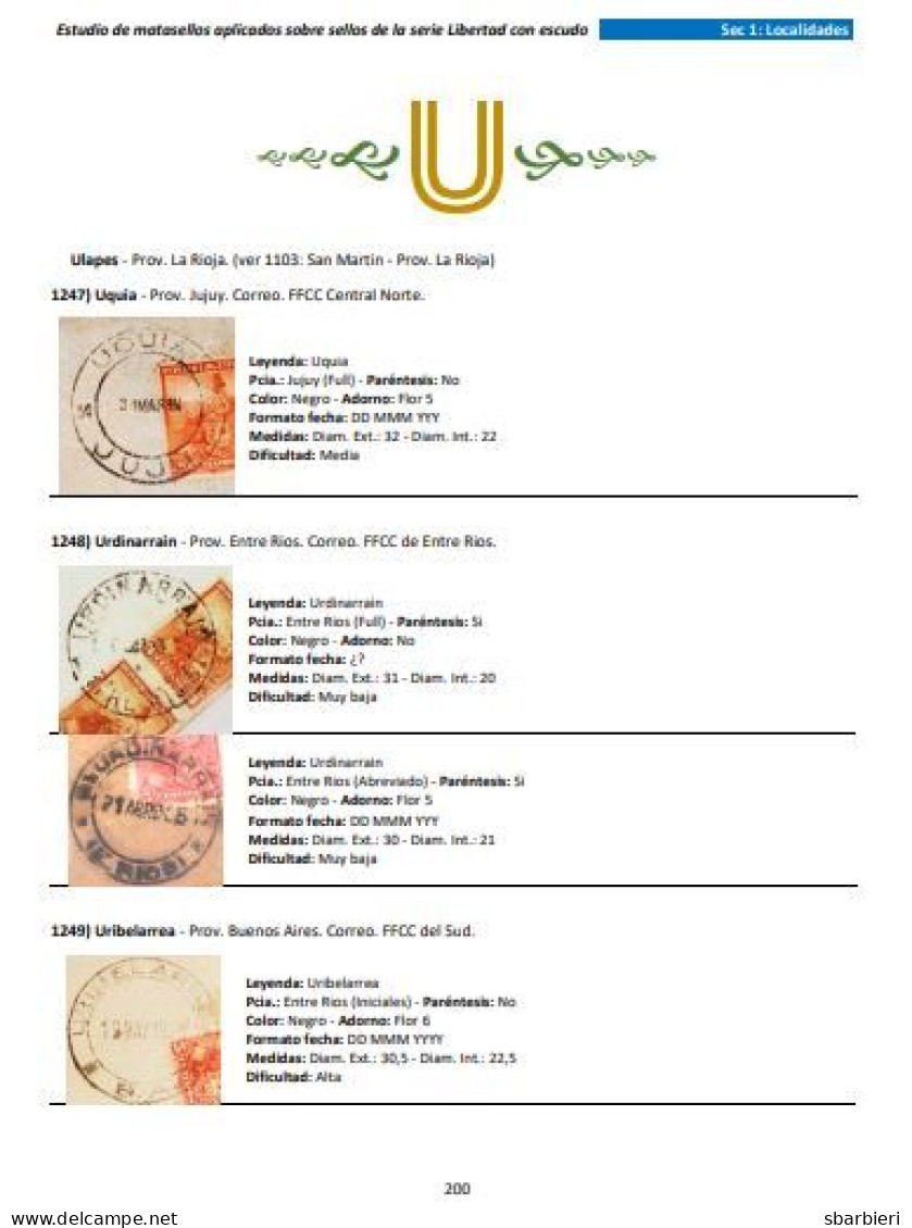 New Ebook! Argentina Postmarks Cancels On Stamps Liberty With Shield, 2nd Ed. - Other & Unclassified