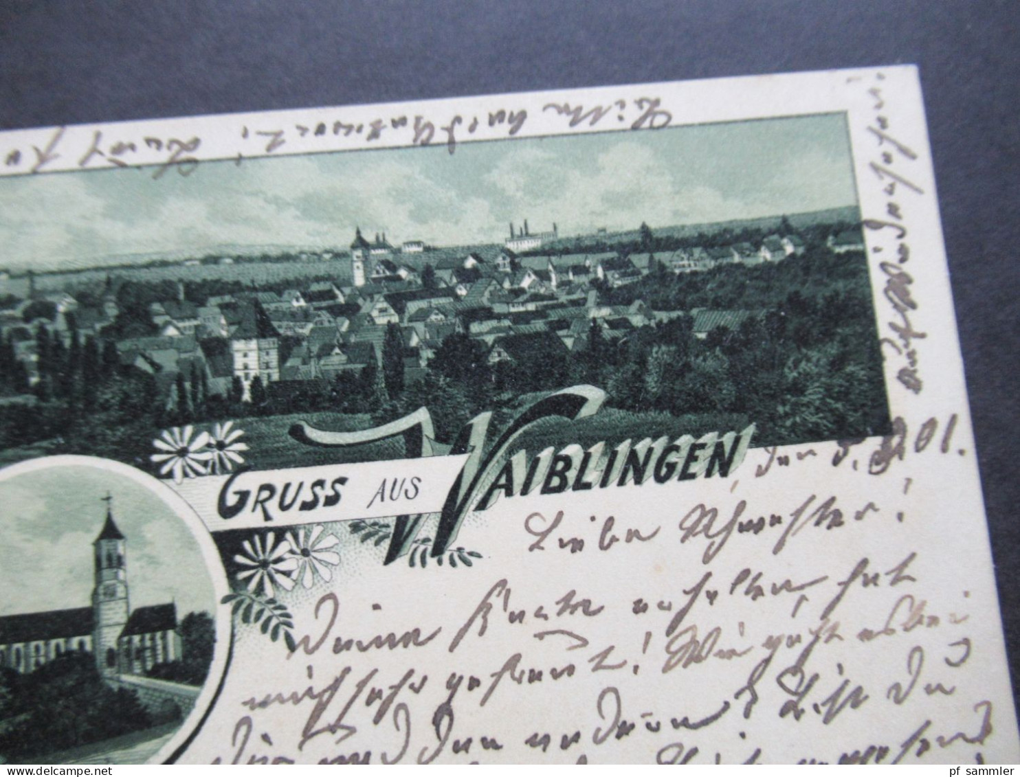 AD Württtemberg Litho 1901 Gruss Aus Waiblingen Nach Strassburg Elsass Gesendet Mit Ank. Stempel - Cartas & Documentos