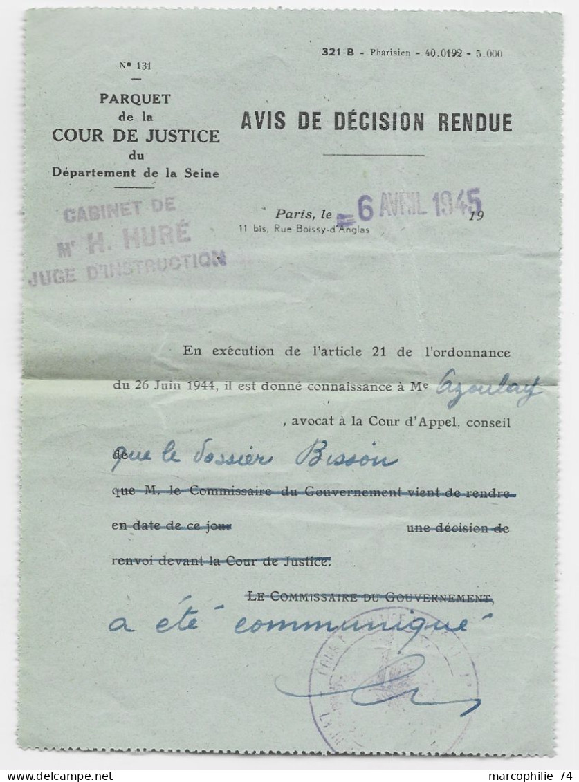 FRANCE ARC TRIOMPHE 2F PAIRE LETTRE COVER REC FRANCHISE PARIS 123 5.4.1945 AU TARIF RARE - 1944-45 Arco Di Trionfo