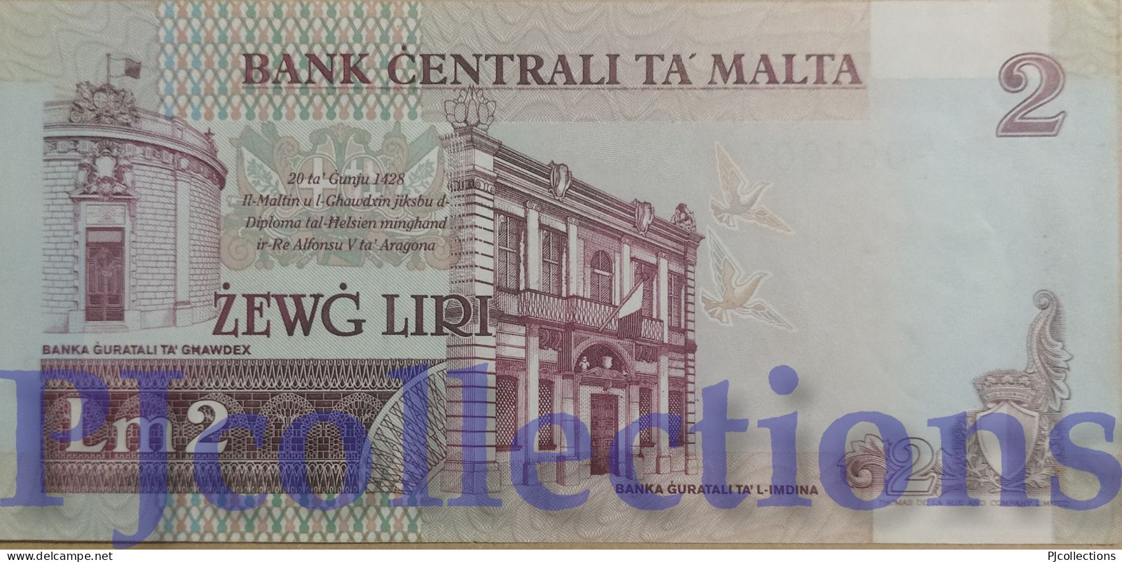 MALTA 2 LIRI 1989 PICK 41 AU/UNC LOW AND GOOD SERIAL NUMBER "A/1 001000" - Malta