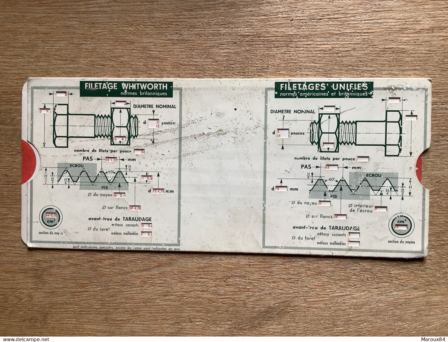 Omaro  Règle Abaque Filetage Métrique - Materiaal En Toebehoren