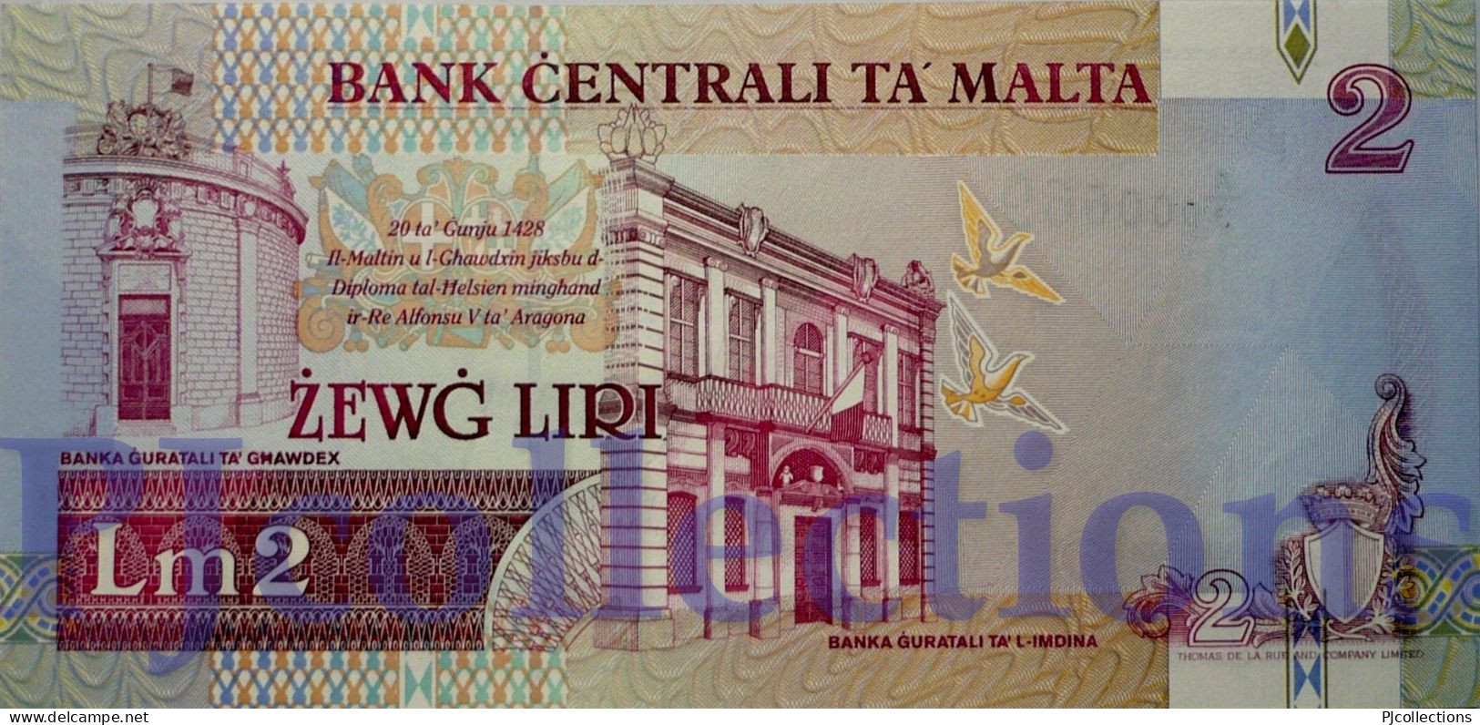 MALTA 2 LIRI 1994 PICK 45a UNC LOW SERIAL NUMBER "A/9 000669" - Malta