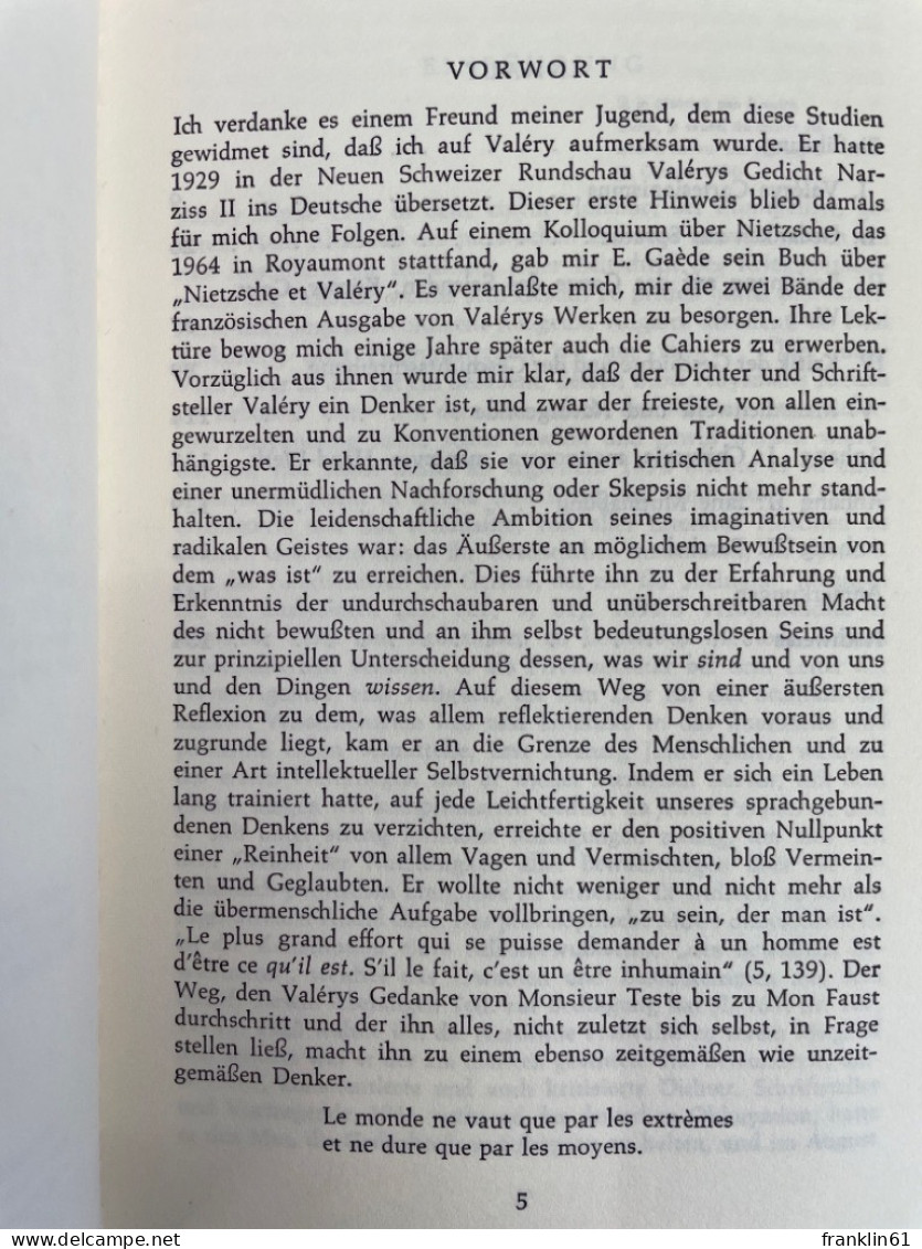 Paul Valéry : Grundzüge Seines Philosophischen Denkens. - Philosophy