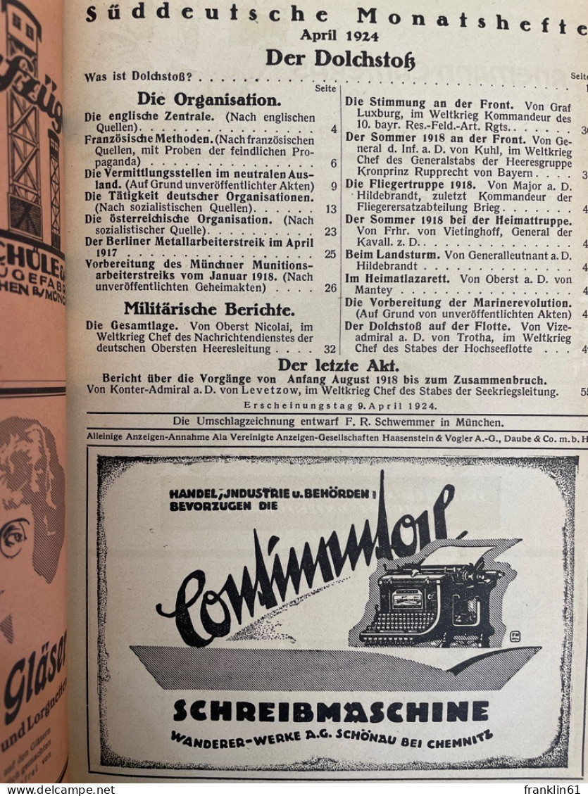 Der Dolchstoß, Die Auswirkung Des Dolchstoßes, Der Dolchstoßptozess In München Vom 19.Oktober Bis 20.November - 4. Neuzeit (1789-1914)