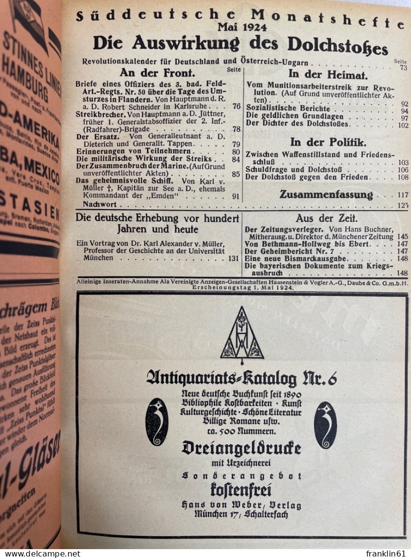 Der Dolchstoß, Die Auswirkung Des Dolchstoßes, Der Dolchstoßptozess In München Vom 19.Oktober Bis 20.November - 4. Neuzeit (1789-1914)