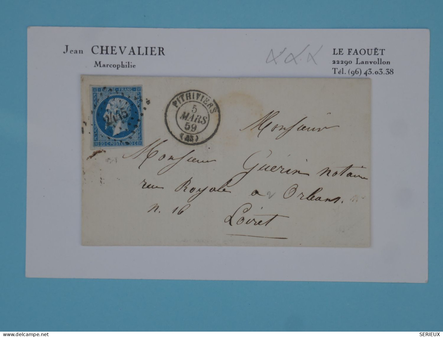 BU18  FRANCE  BELLE  LETTRE 1859 PITHIVIERS A ORLEANS  +N°14+ AFF .INTERESSANT+ - 1853-1860 Napoléon III.